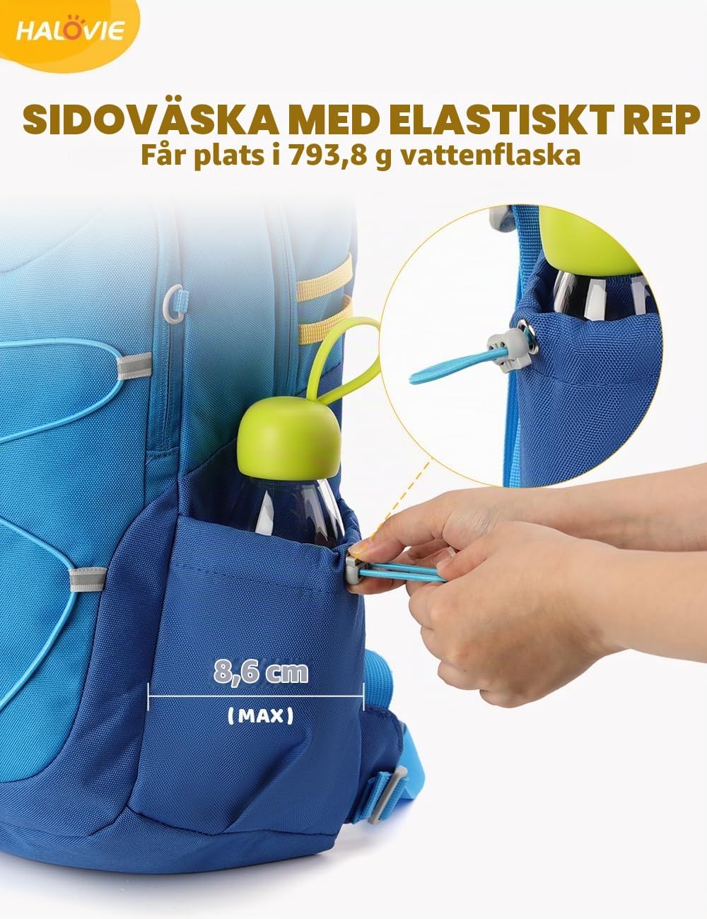 Detalle de HALOVIE Venki15 barnryggsäck 15 liter med ventilerad ryggpanel