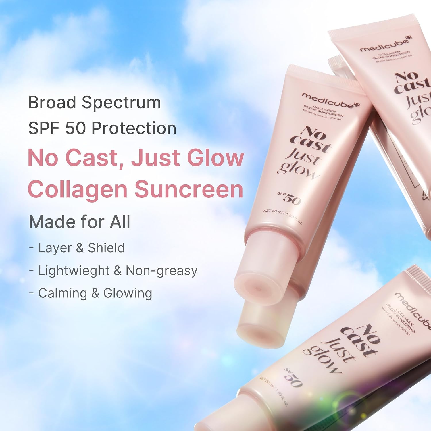 Thumbnail 1 de medicube Sunscreen No Cast Just Glow Collagen – protezione SPF50 con idratazione e glow