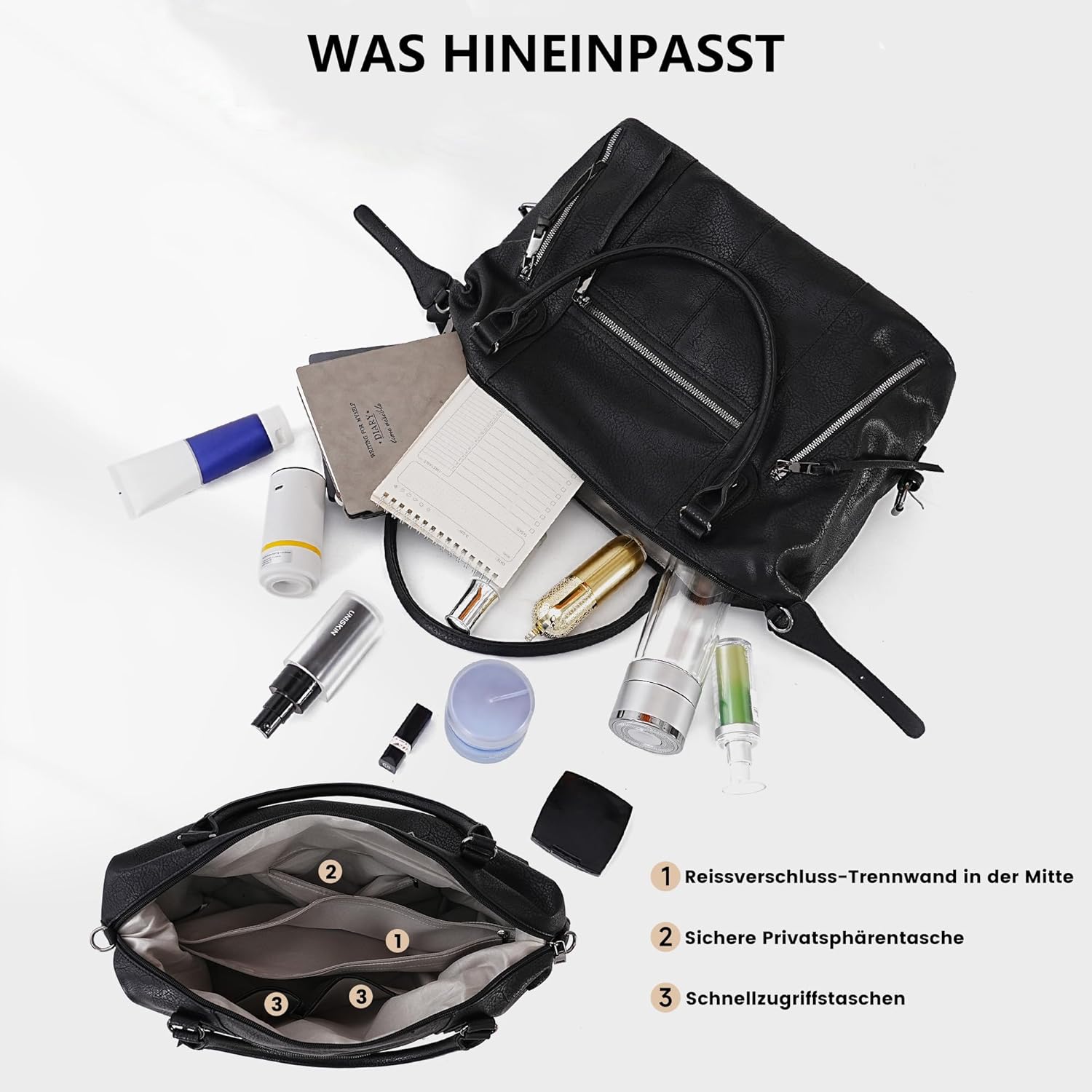 Thumbnail 5 de TANTOMI Damenhandtasche – Mittelgroße Umhängetasche & Crossbody-Tasche mit verstellbarem Riemen