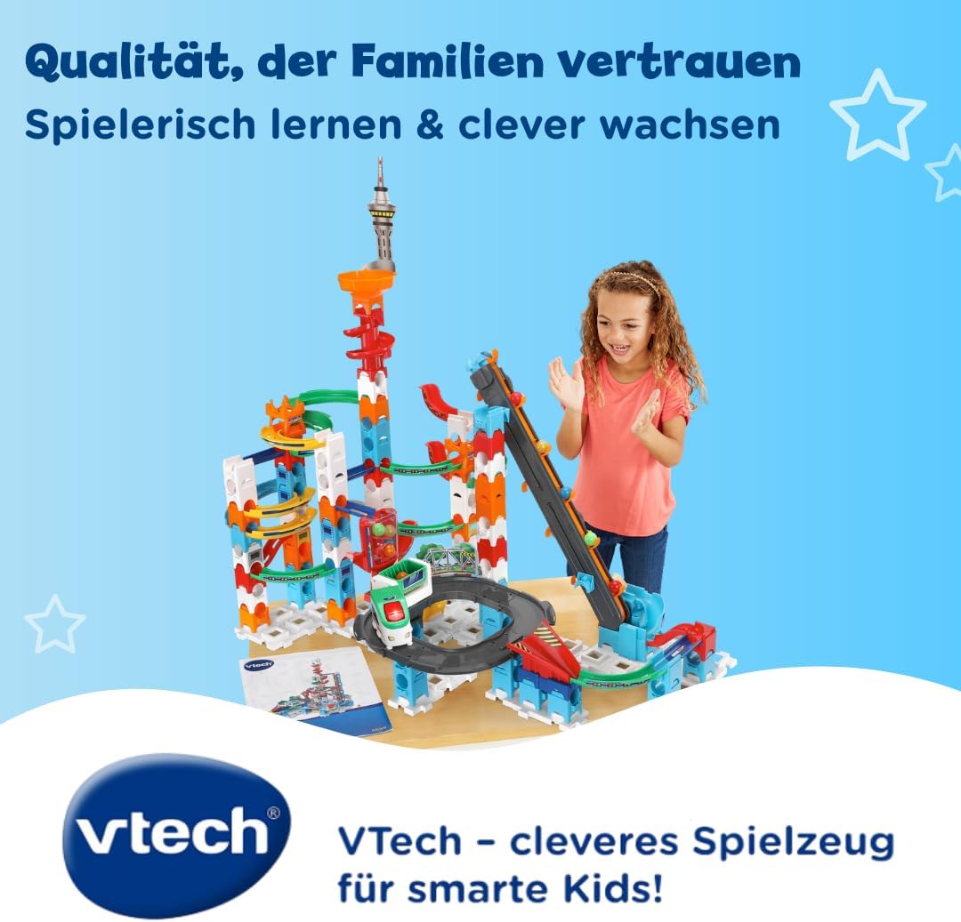 Detalle de VTech Marble Rush Super Sky Tower Set XL300 E – Interaktives Kugelbahn-Set für 4–12-Jährige