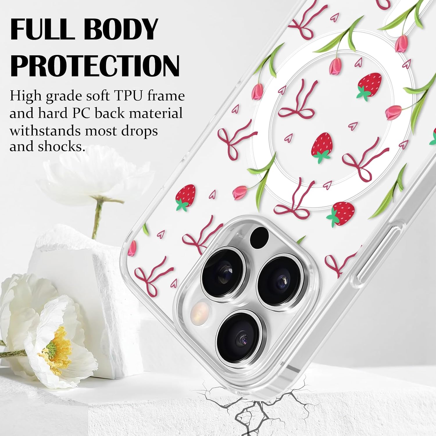 Detalle de Newseego Clear Magnetic Case for iPhone 16 Pro Max