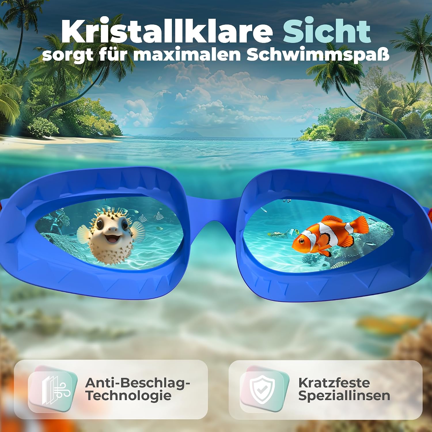 Detalle 2 de KIDVERSE Kinder-Schwimmbrille (ab 3 bis 13 Jahre) mit UV-Schutz & Anti-Beschlag