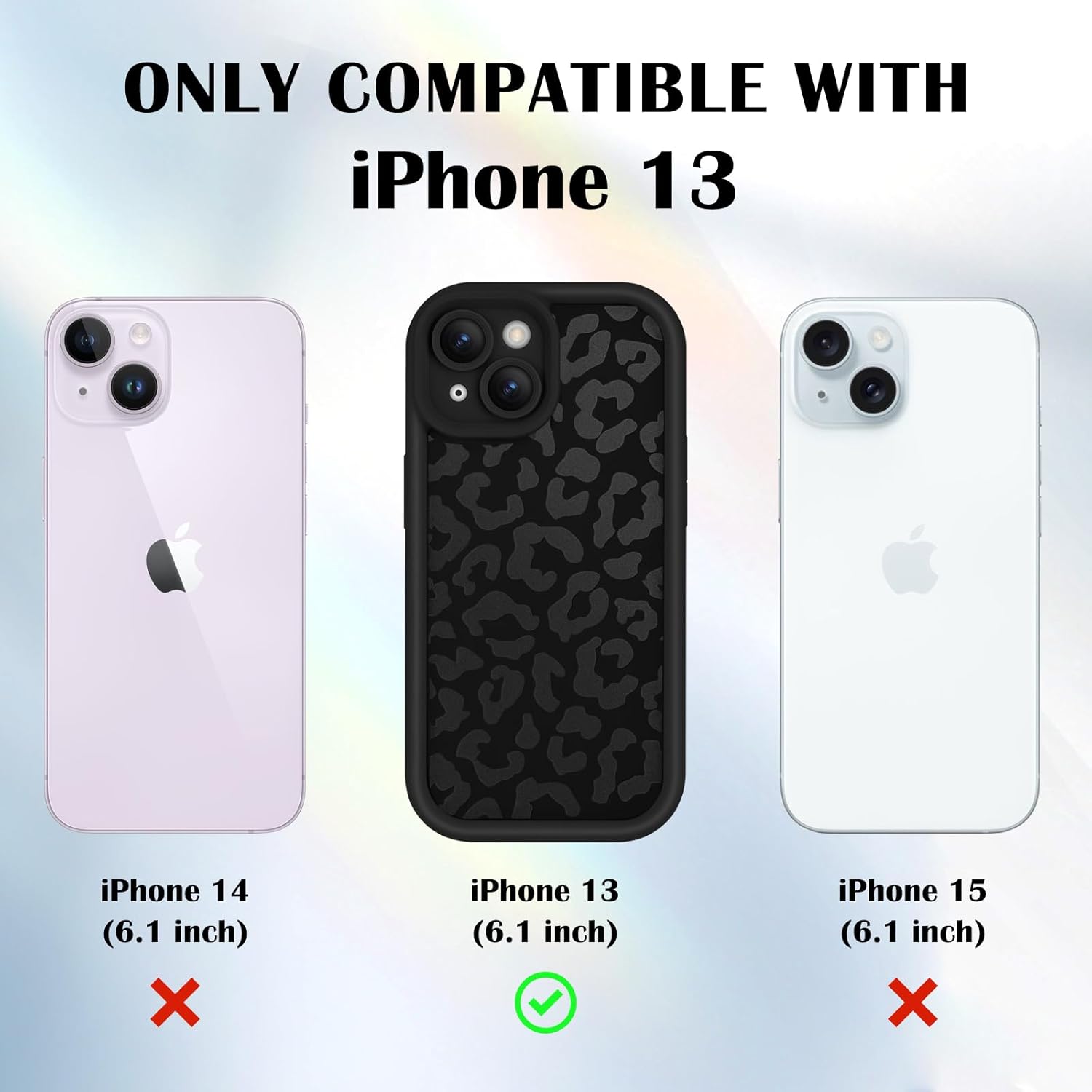 Thumbnail 4 de Newseego iPhone 13 Case with Leopard Print – Soft TPU, Shockproof Protective Cover (Black)