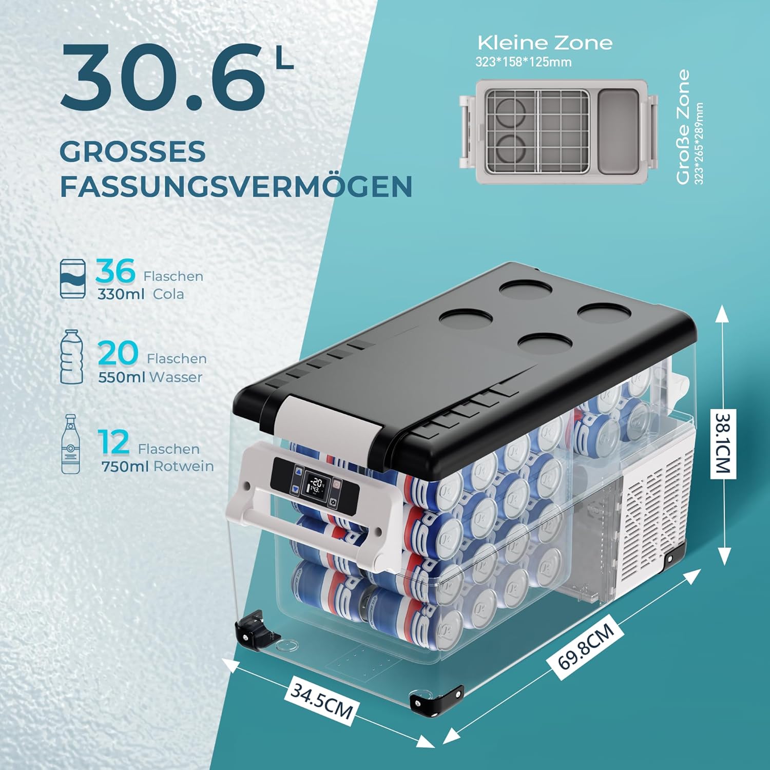 Thumbnail 4 de EUHOMY 30,6L Kompressor Kühlbox
