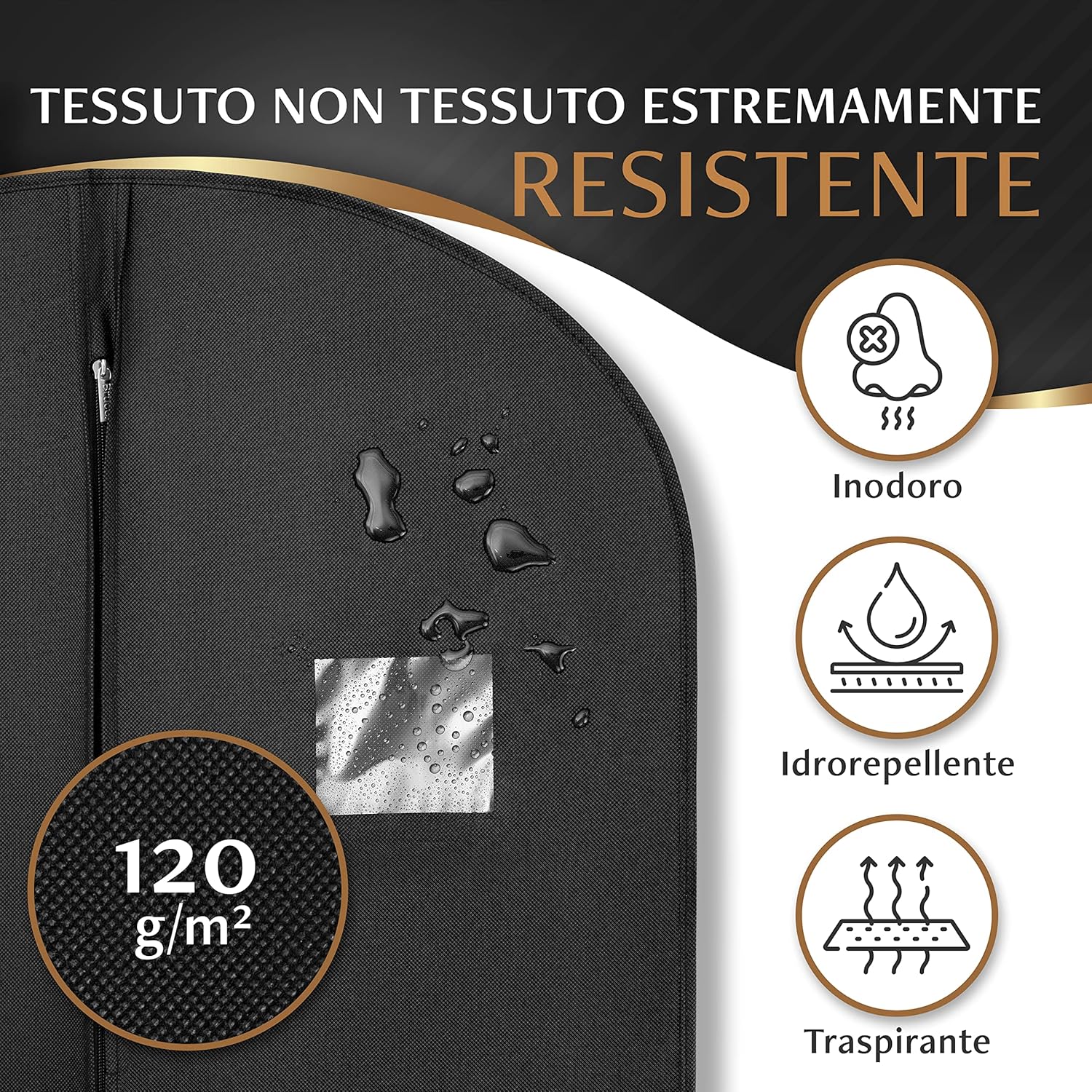 Detalle 2 de Bruce.® 2x Borsa Porta Abiti da Viaggio 160 x 60 cm con Sacchetto Scarpe e Cerniera Antitarme