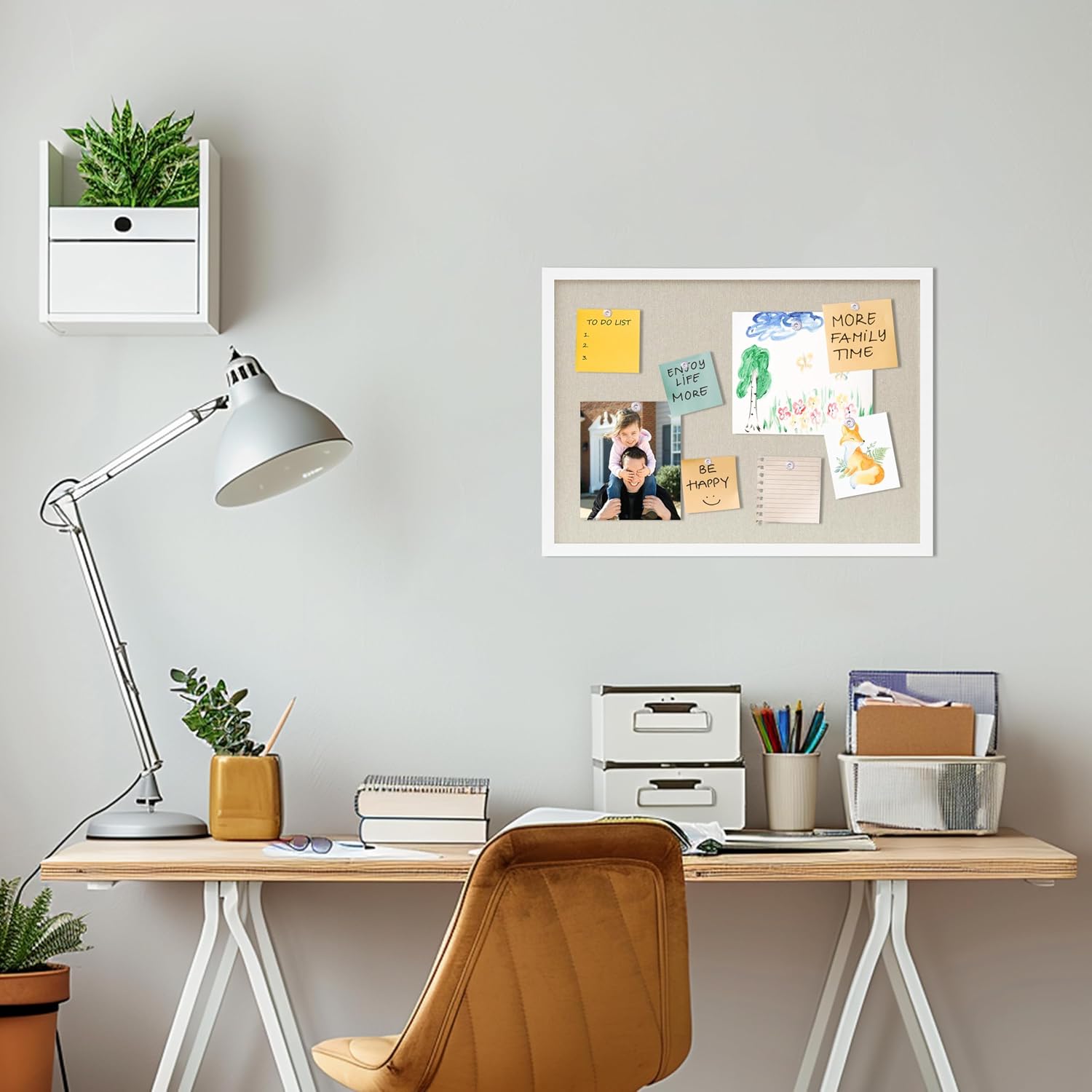 Thumbnail 2 de DAHAPYBOO HAPYBLBO17X23WP1 Cork Board, 23 x 17-Inch White Linen Bulletin Board