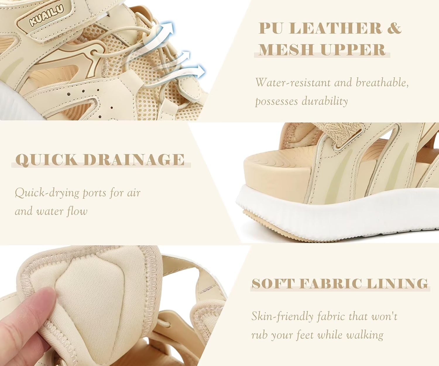 Thumbnail 3 de KuaiLu Women's Orthopedic Closed Toe Walking Sandals with Comfort Arch Support