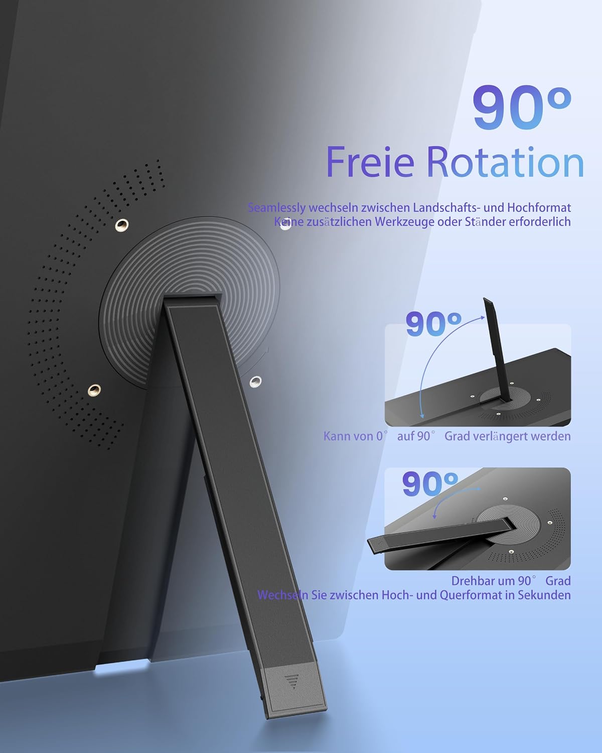 Detalle de iProda Portable Monitor 15,6 Zoll – mobiler Full HD Bildschirm mit USB-C/HDMI, integriertem Standfuß, Lautsprecher und VESA-Kompatibilität