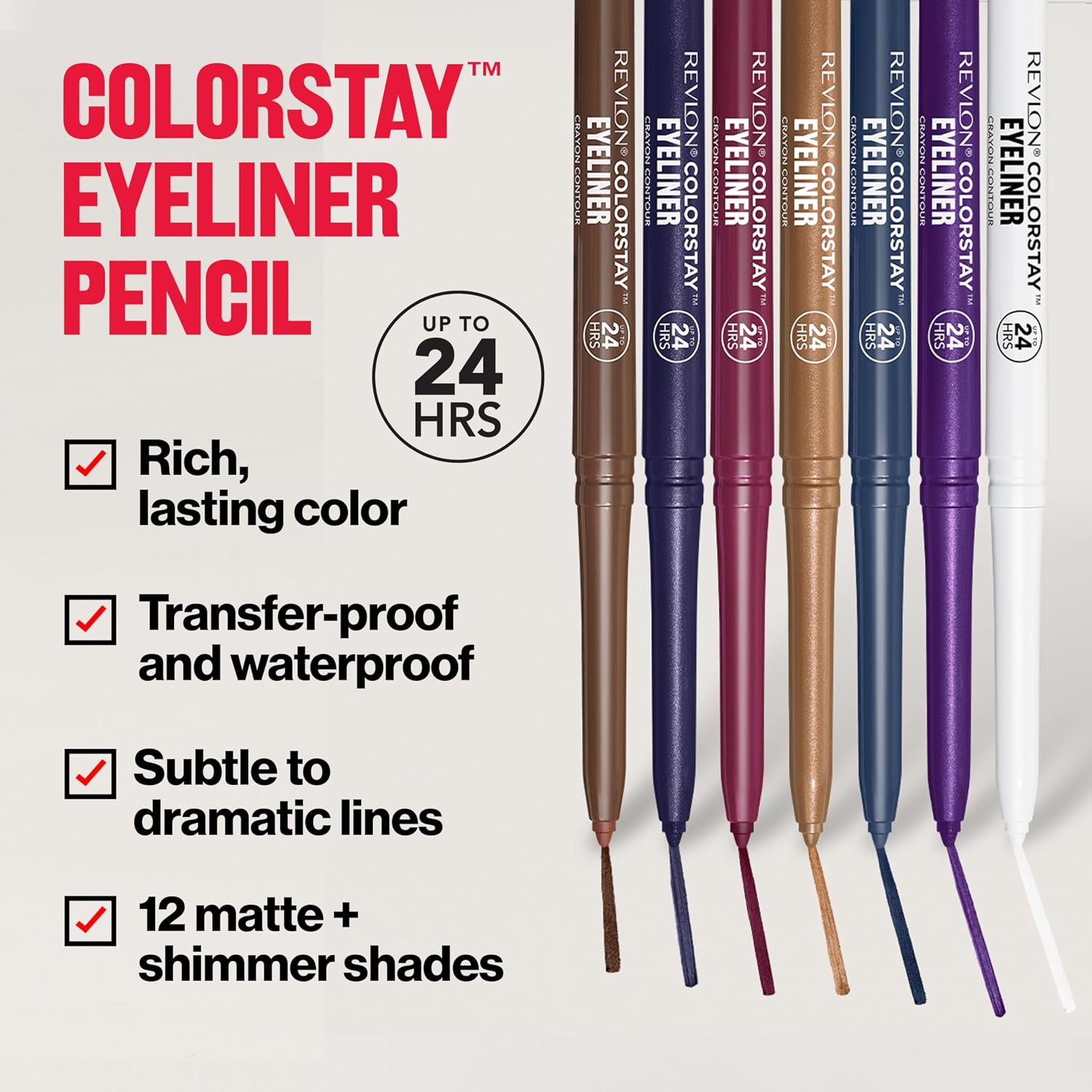 Detalle de REVLON ColorStay Pencil Waterproof Eyeliner, 201 Black, with Sharpener