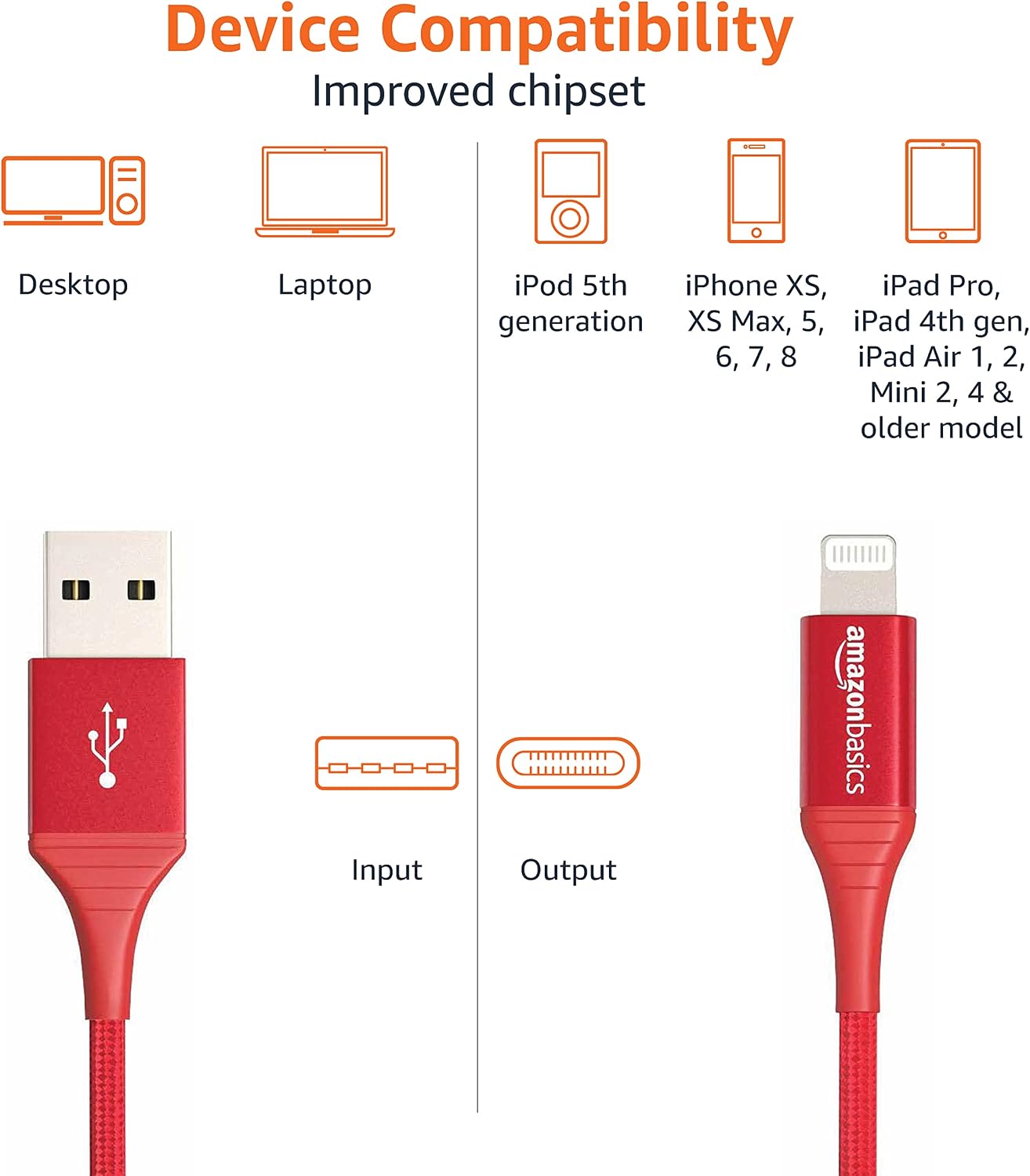 Thumbnail 3 de Amazon Basics USB-A auf Lightning Verbindungskabel (MFi), rot, 1,8 m – für iPhone & iPad