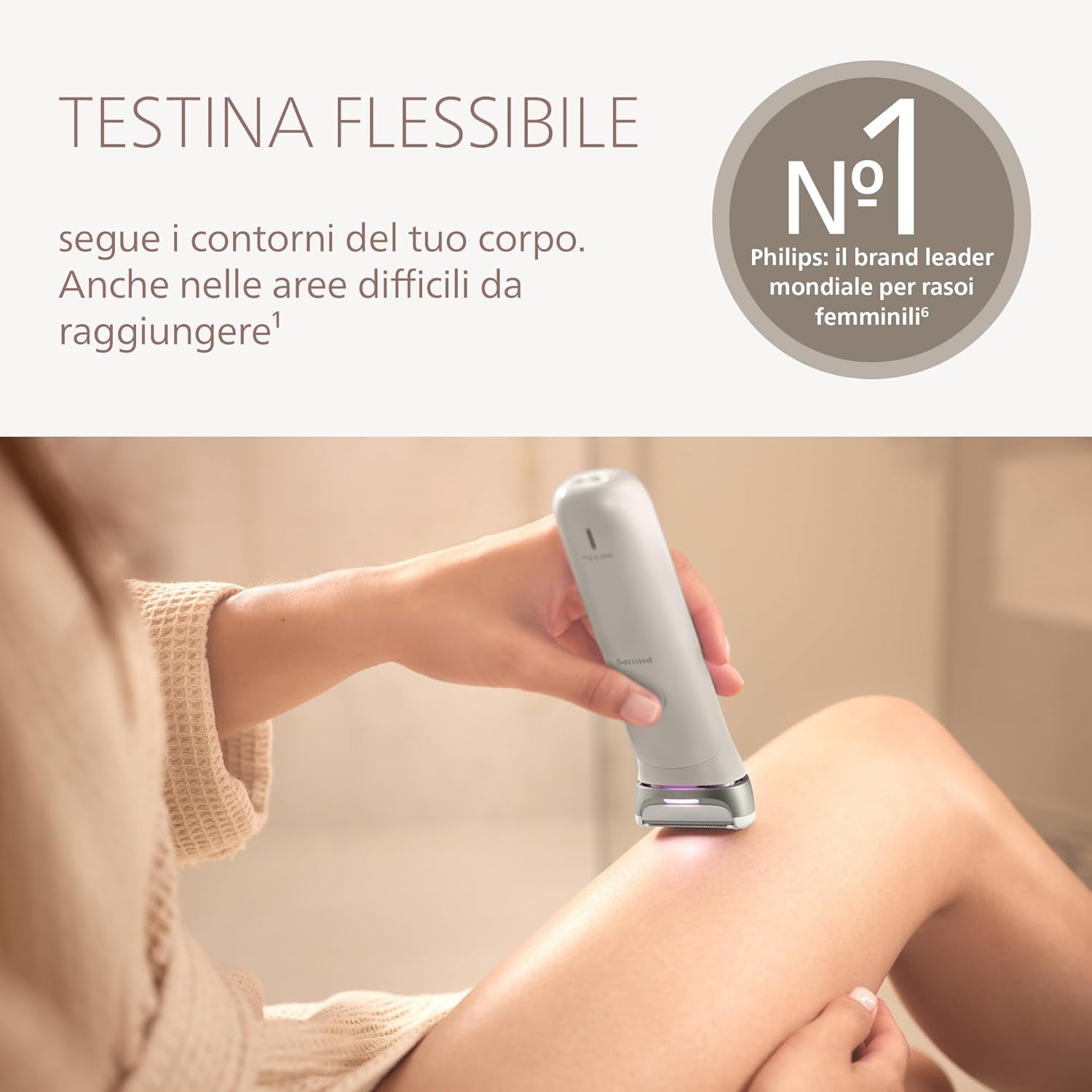 Detalle 2 de Philips Lady Shaver Serie 8000 BRL159/00: rasatura delicata e versatile per viso, corpo e bikini