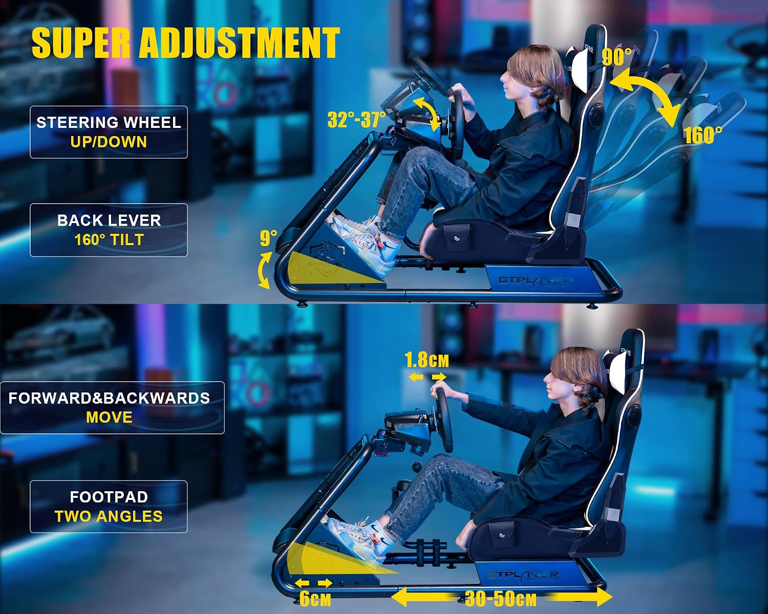 Thumbnail 3 de GTPLAYER Simulatore di Guida: Sedile di Simulazione con Altoparlanti, Supporto per Volante e Pedaliera