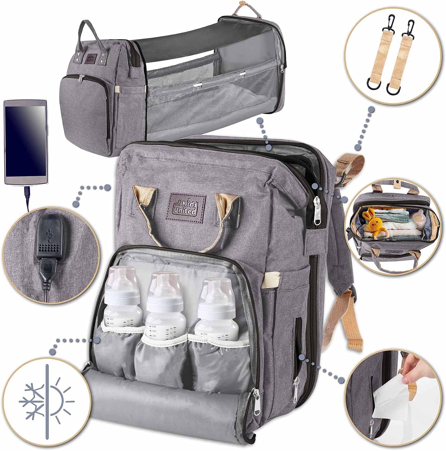 Thumbnail 1 de all Kids United® Baby Wickelrucksack Deluxe mit integriertem Babybett – kompakt, flexibel und zuverlässig