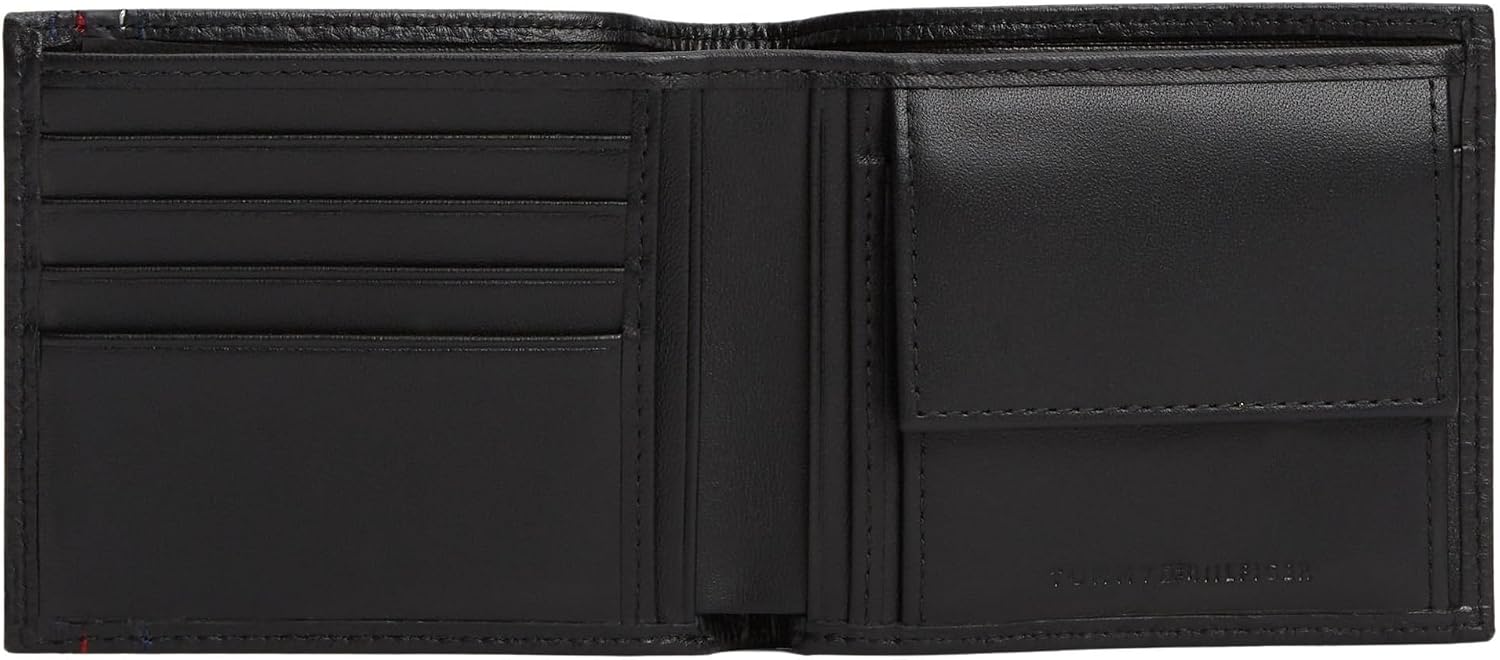 Detalle de Tommy Hilfiger Th Central CC & Coin AM0AM14233 Bifold Wallet – Black