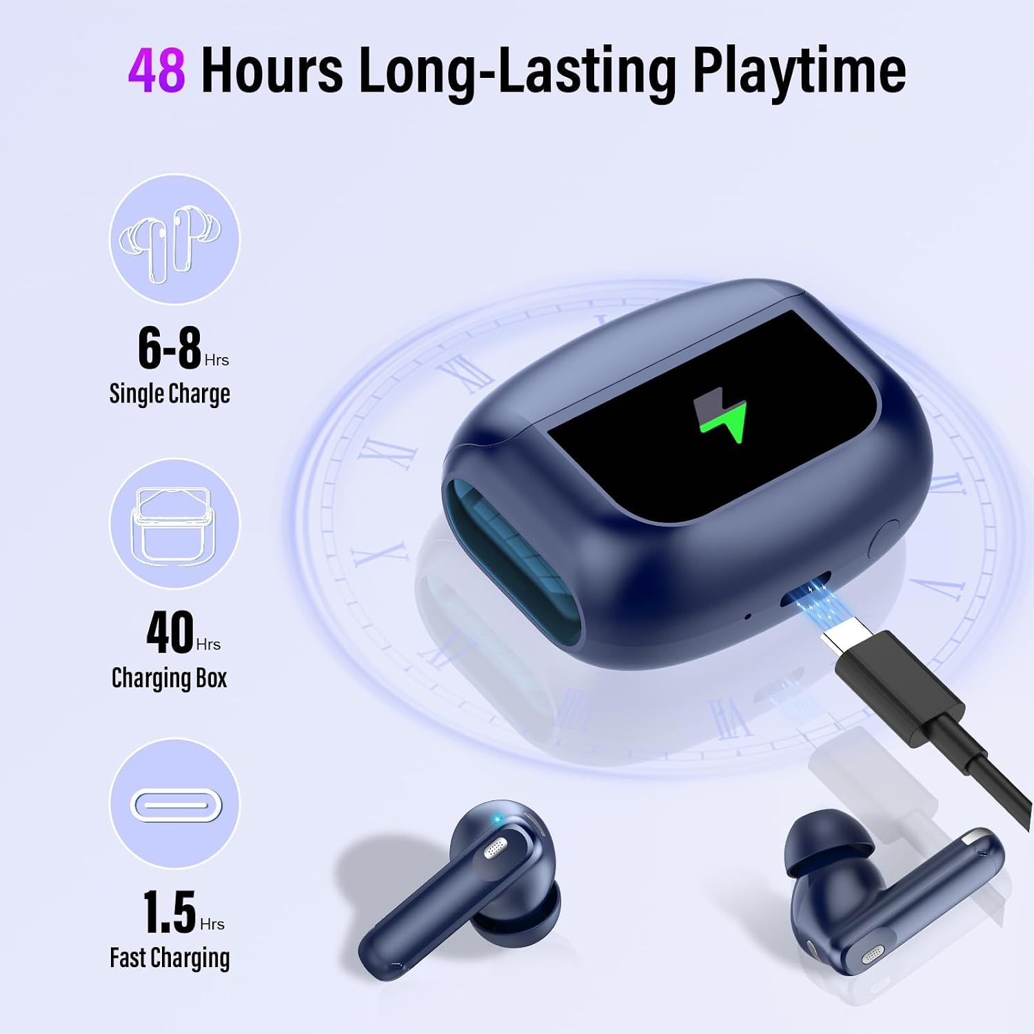 Detalle de Ecouteurs Bluetooth sans Fil avec Écran Tactile et ANC IPX7 – 48H d’autonomie