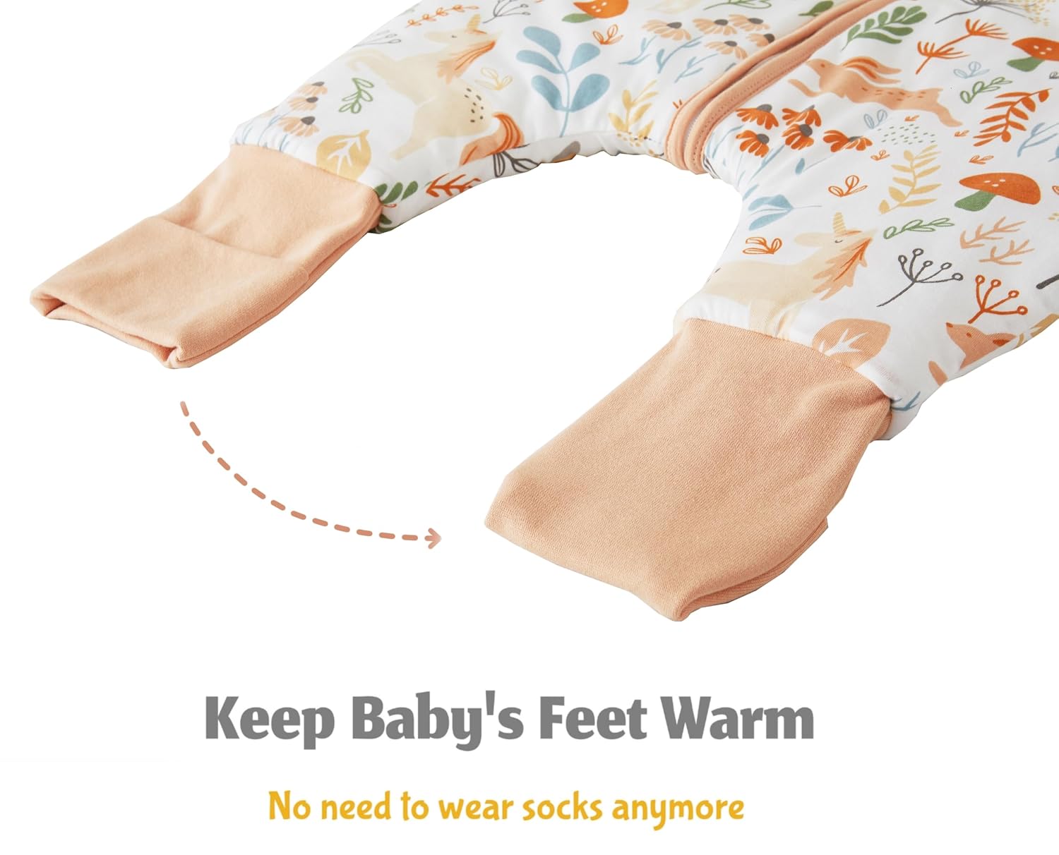 Detalle de Chilsuessy Baby Schlafsack mit Füßen 3,5 Tog aus Soft-Baumwolle (Einhorn Rosa), 90 cm für 95–105 cm Körpergröße