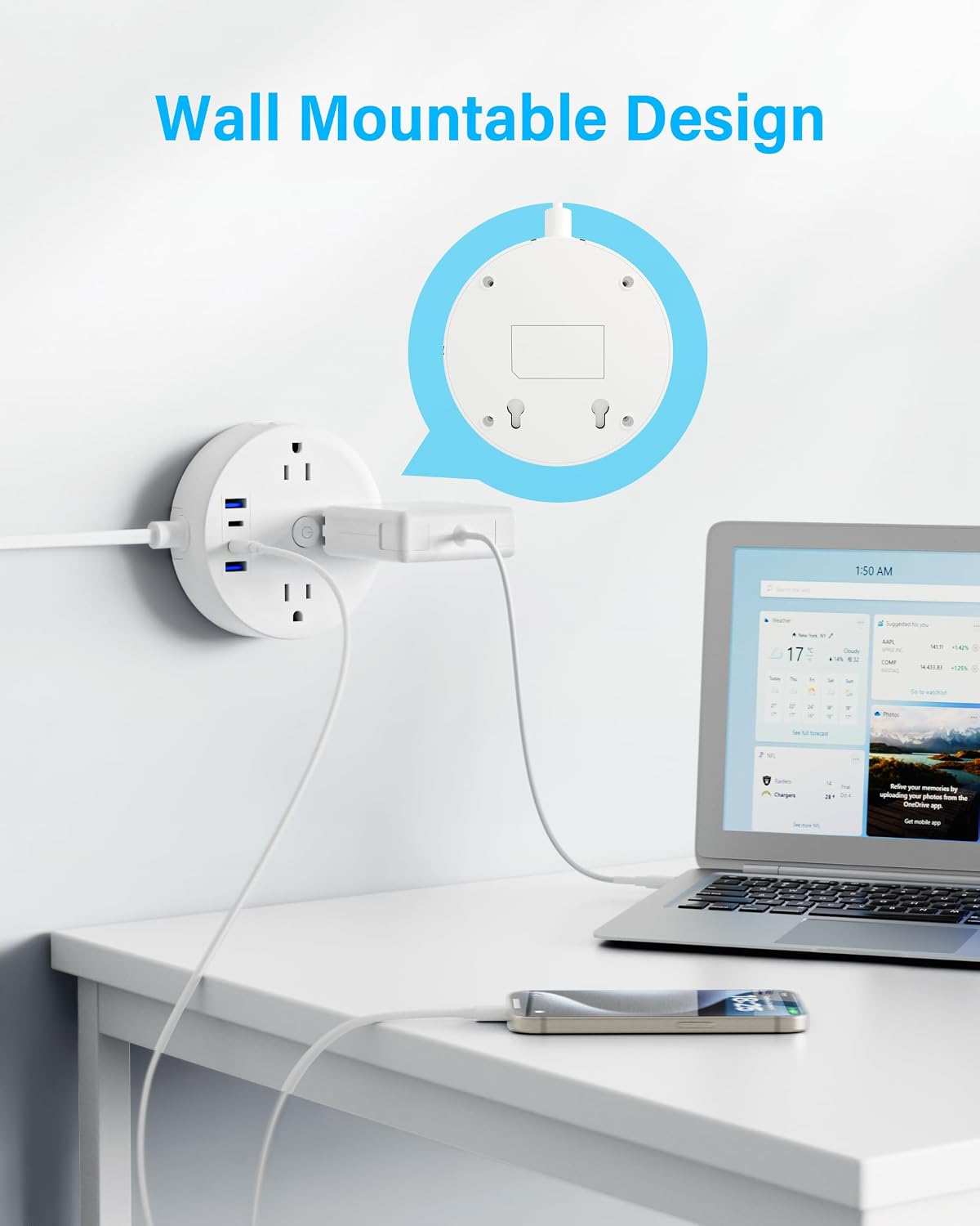 Thumbnail 6 de Yozisital PD20W Power Strip, 6 Outlets, 4 USB Ports, 15-Foot Cord