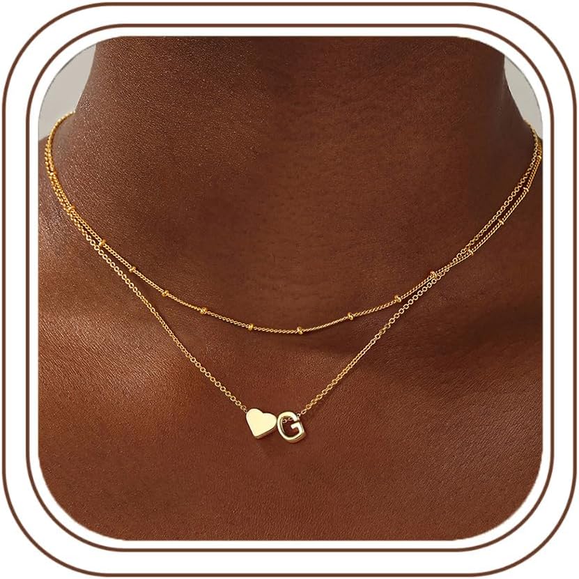 Detalle de TINGN Collana con lettere in oro 18K placcato – ciondolo cuore personalizzabile da donna
