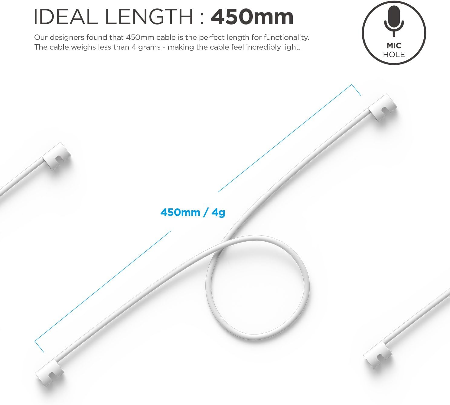 Thumbnail 4 de elago AirPods Halteband Strap aus Silikon (45 cm) – kompatibel mit AirPods 4/3/2/1 & AirPods Pro 3/2/1, weiß