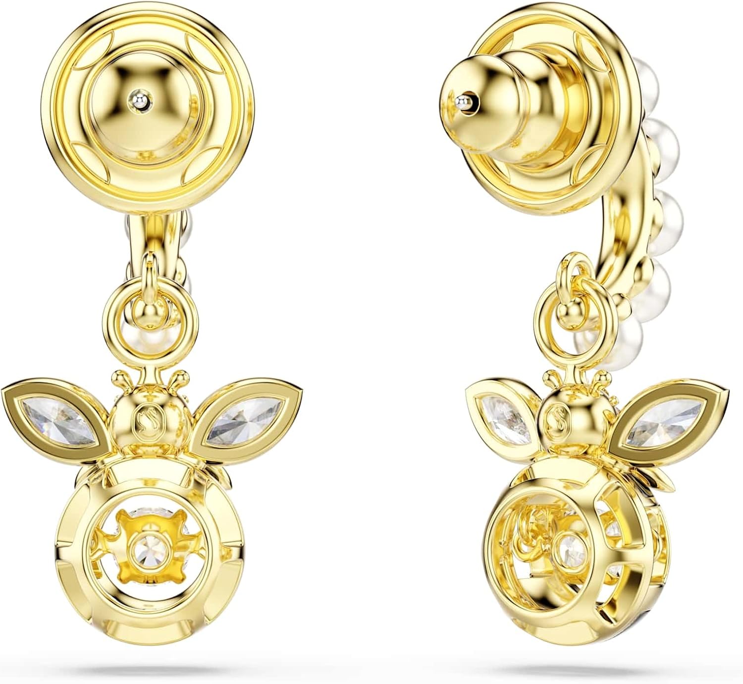 Detalle 2 de Swarovski Idyllia Drop-Ohrhänger Kristallperle – Bienenmotiv, Mehrfarbig, Goldlegierungsschicht