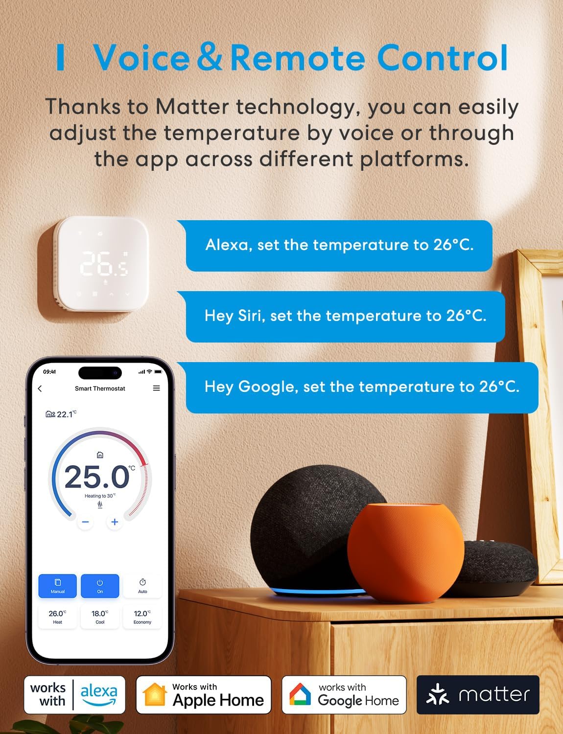 Thumbnail 6 de Meross Smart Thermostat for Electric Underfloor Heating (WiFi, Matter & HomeKit compatible)
