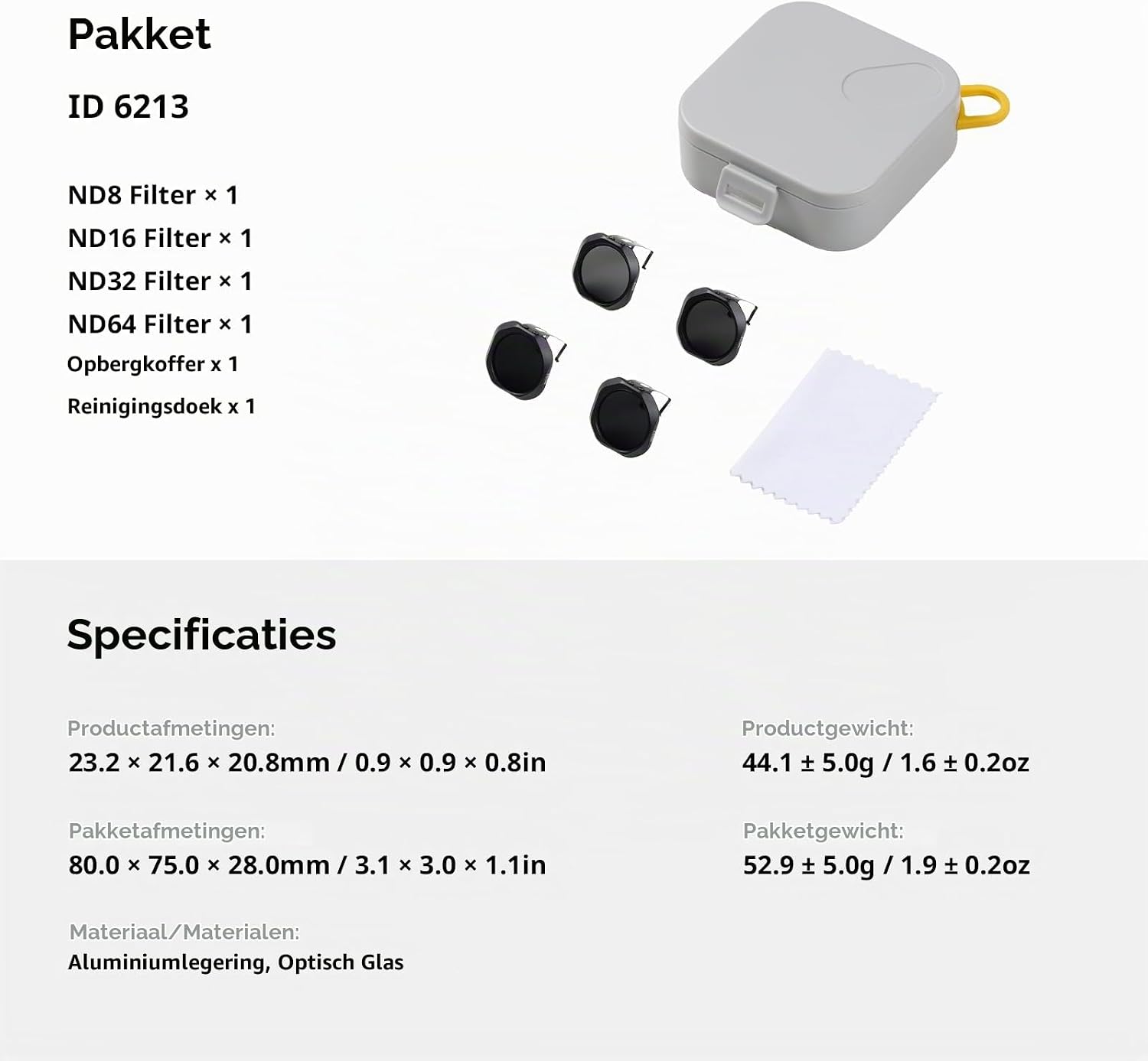 Thumbnail 6 de SMALLRIG 6213 ND-filterset voor DJI Lito X1/Flip, ND8/16/32/64