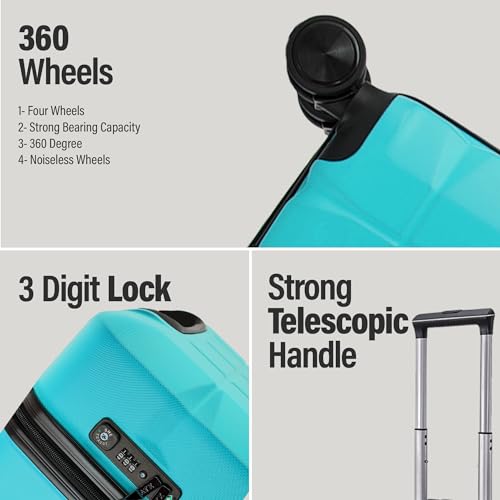 Detalle de ATX Luggage 21-Inch Cabin Suitcase: Mint Green, Super Lightweight ABS Carry-On