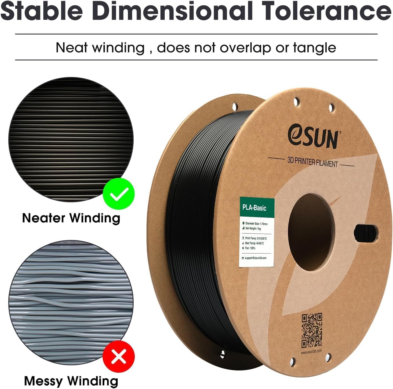 Thumbnail 2 de eSUN PLA Basic 10KG Filament – 1,75 mm, Schwarz, ideale Lösung für große Druckprojekte
