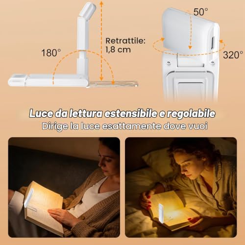 Detalle de Yuinzin Lampada da Lettura per Letto con Clip – Asta Regolabile e Testa Girevole 320°, 5Lum+Dimmer, 3 Temperature Colore