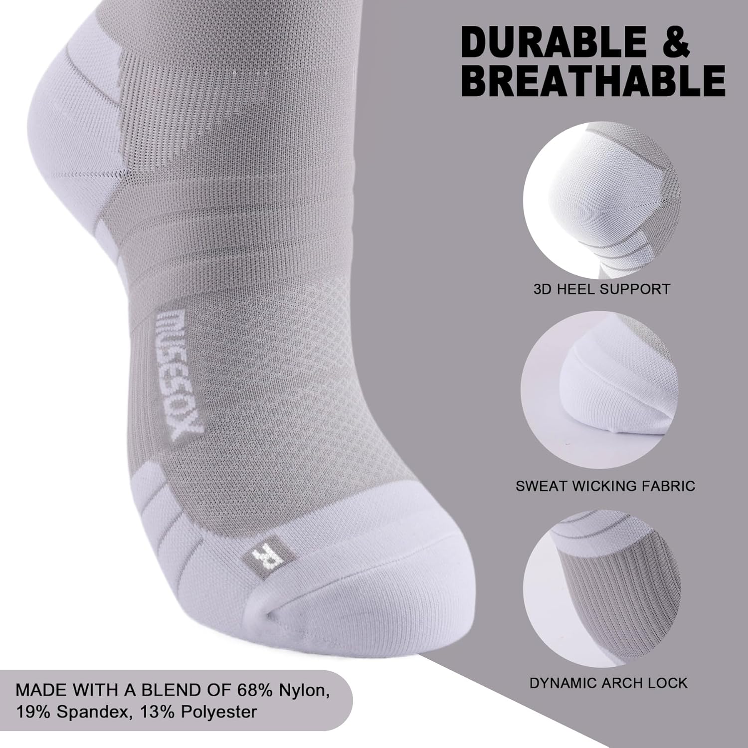 Thumbnail 4 de Unisex 15-20mmHg Knee High Compression Socks