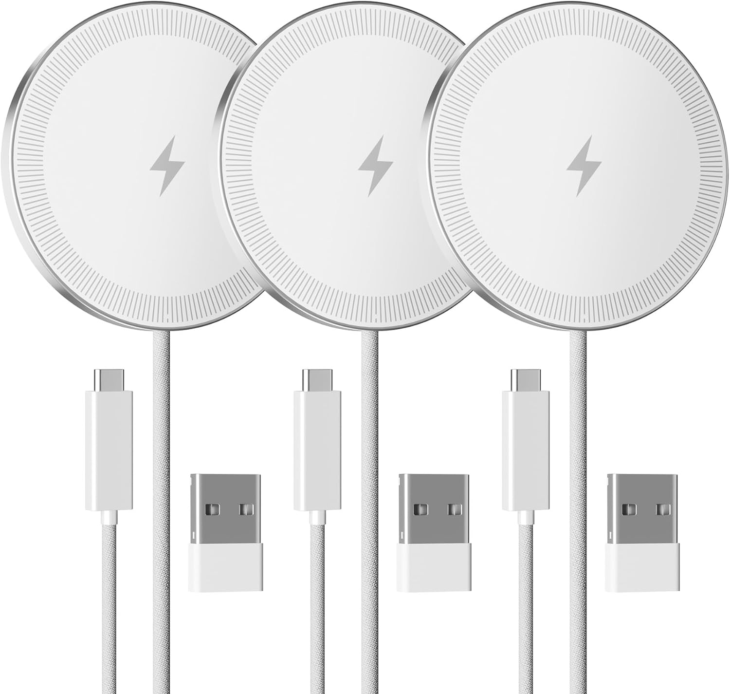 Detalle de 3-Pack 15W Qi2 Magnetic Wireless Charger Pads (Mag-Compatible) for iPhone, Samsung Galaxy & Pixel