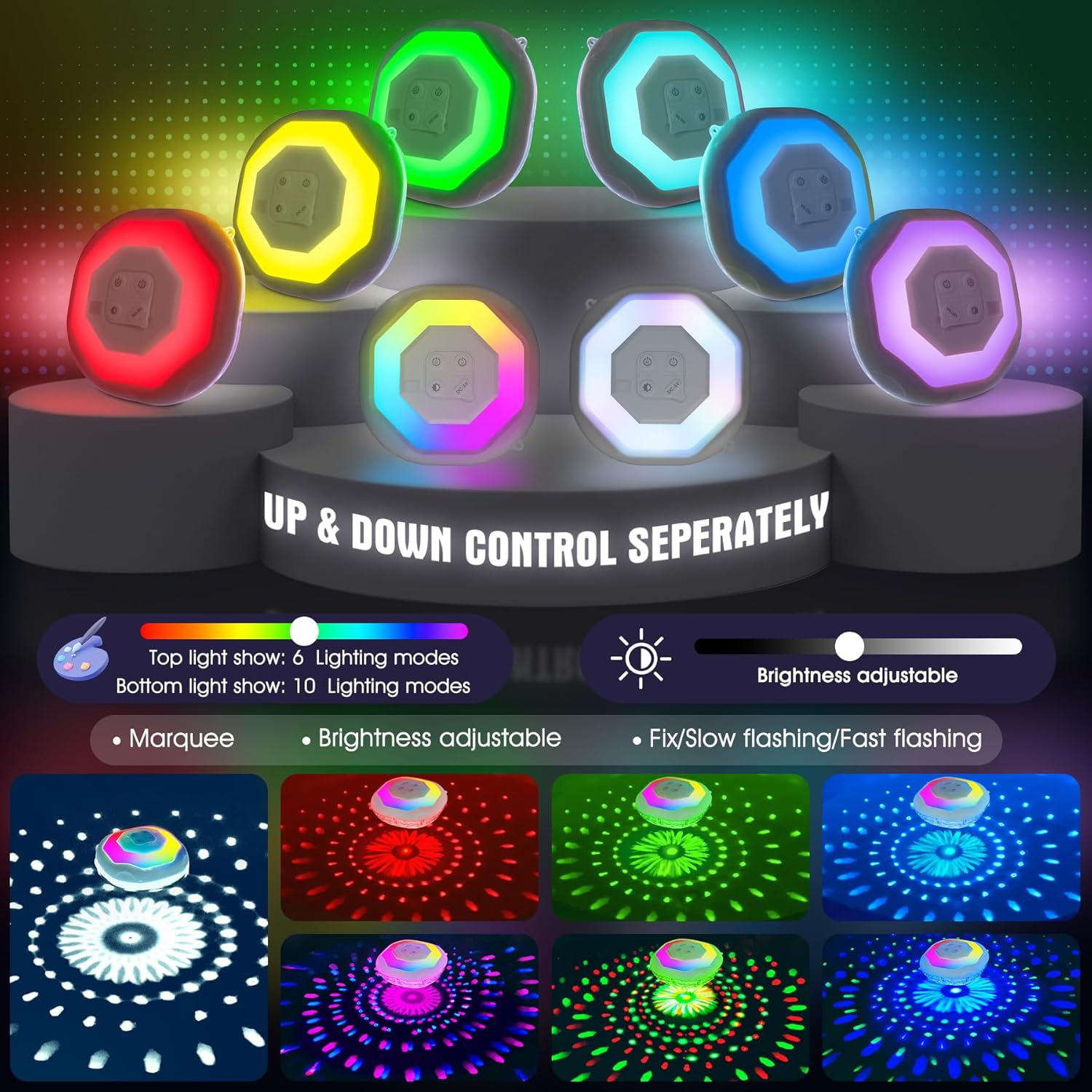 Detalle 2 de DeeprBetter Lumière Piscine Flottante avec Télécommande – Pack 2, Éclairage LED Sans Fil IP68