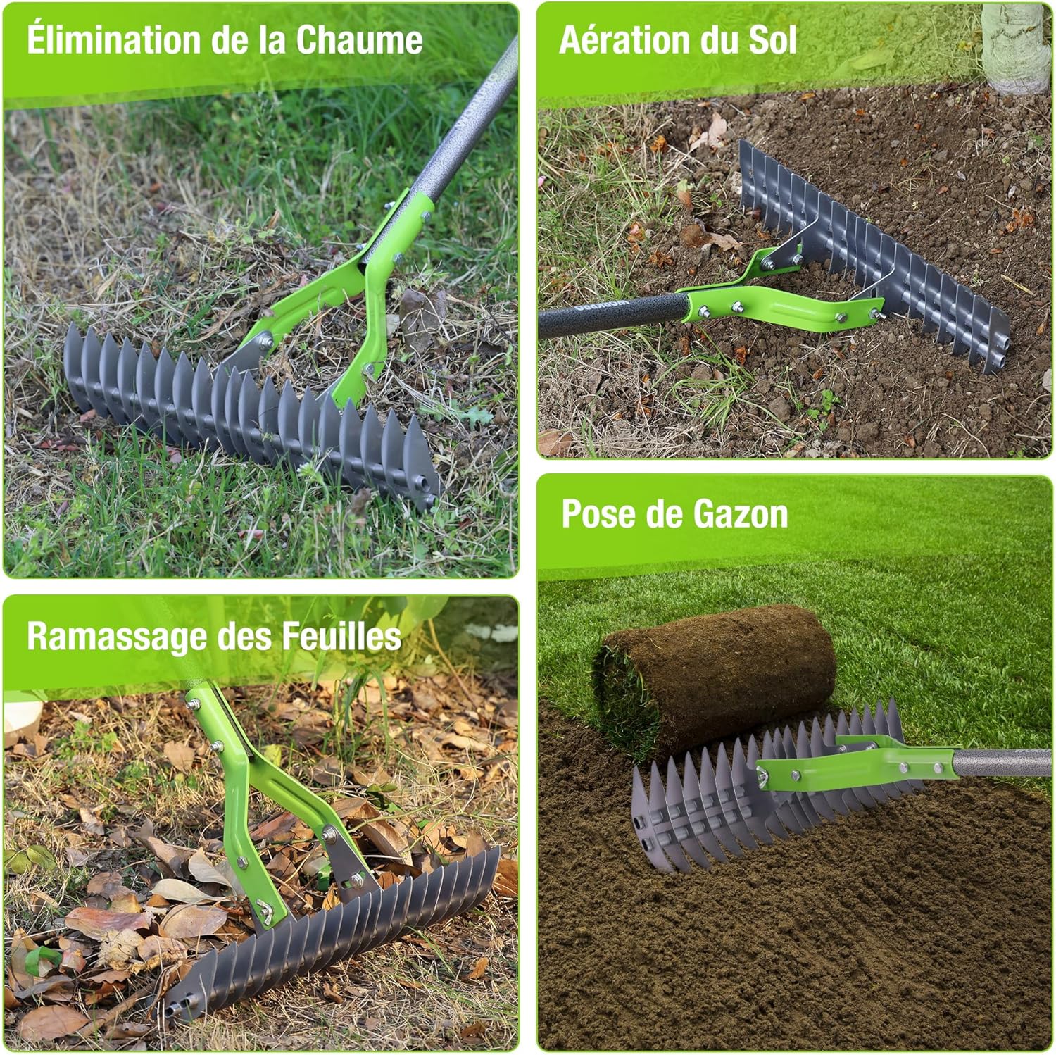 Thumbnail 6 de WORKPRO Râteau à chaume 38 cm avec manche télescopique (jusqu’à 1,78 m) et tête réglable