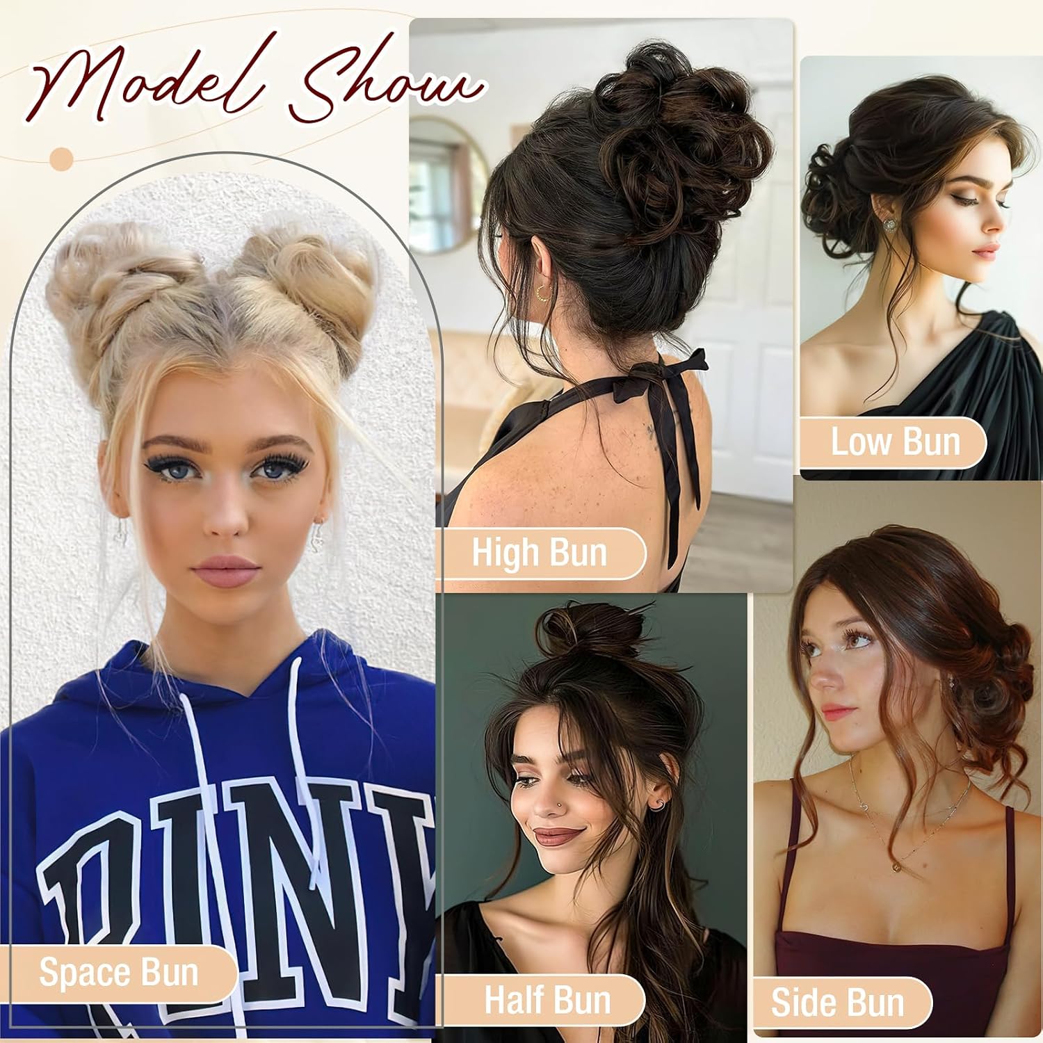 Detalle 2 de Qunlinta Messy Bun Hair Piece Light Chestnut Brown