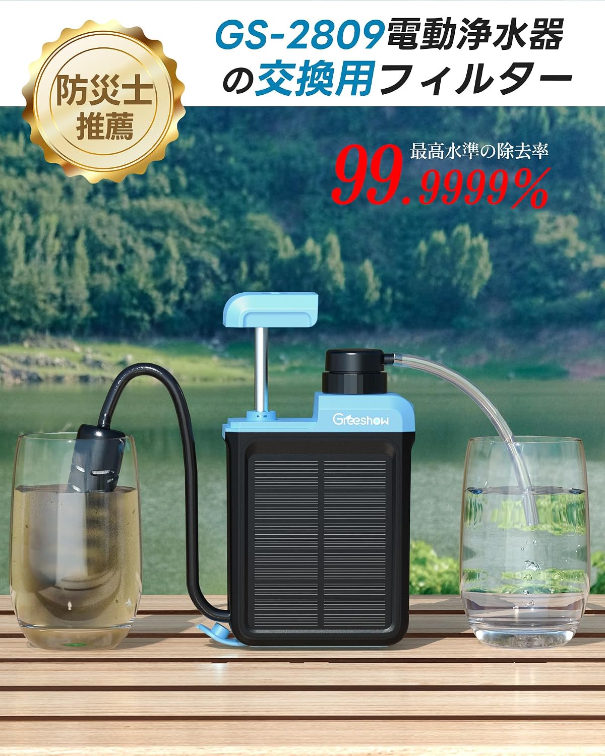 Detalle 2 de Greeshow GS2809 浄水カートリッジ 外付け・内蔵フィルターセット 最大1000L