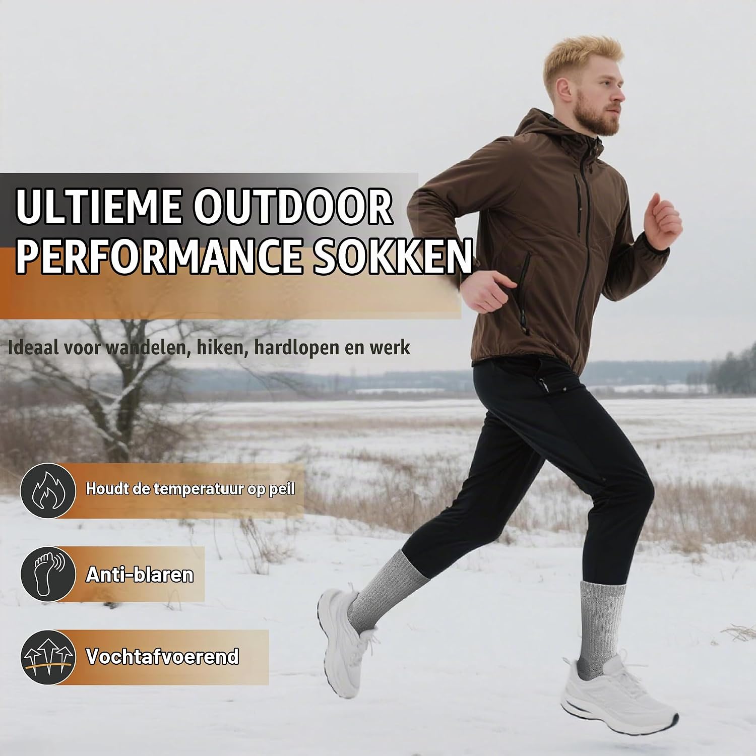 Detalle de Niorasen merinosokken voor winter, trekking en sport, dikkere thermosokken