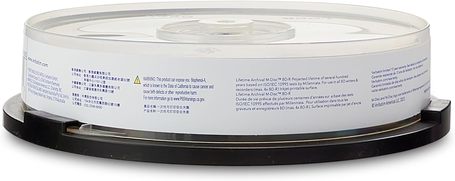 Detalle de Verbatim M-Disc BD-R 43825 (25 GB) – 10er-Spindel im 4-fach Brenntempo