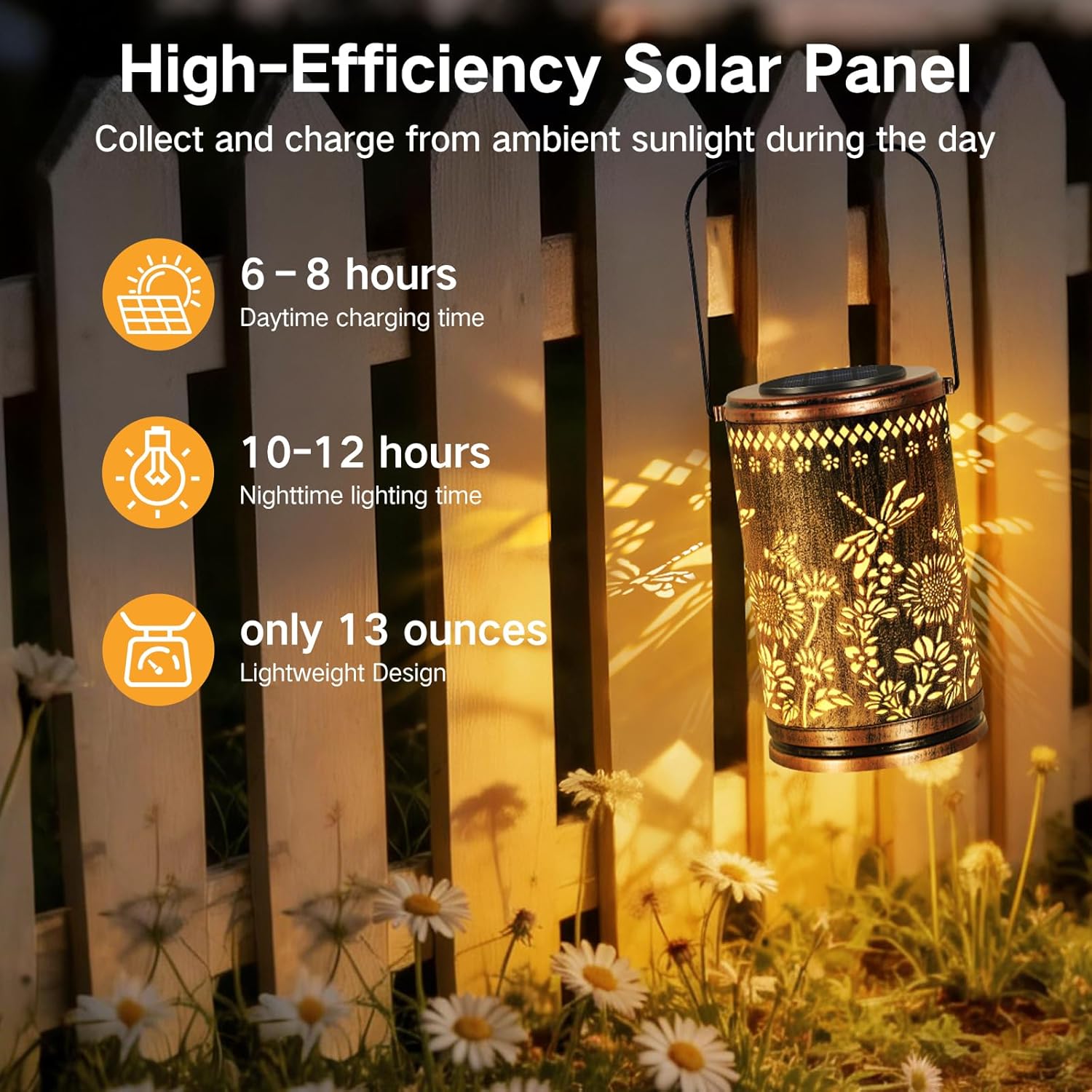 Thumbnail 2 de OUTONLIFE Dragonfly Solar Lanterns: Vintage Metal Garden Light for Outdoor Spaces