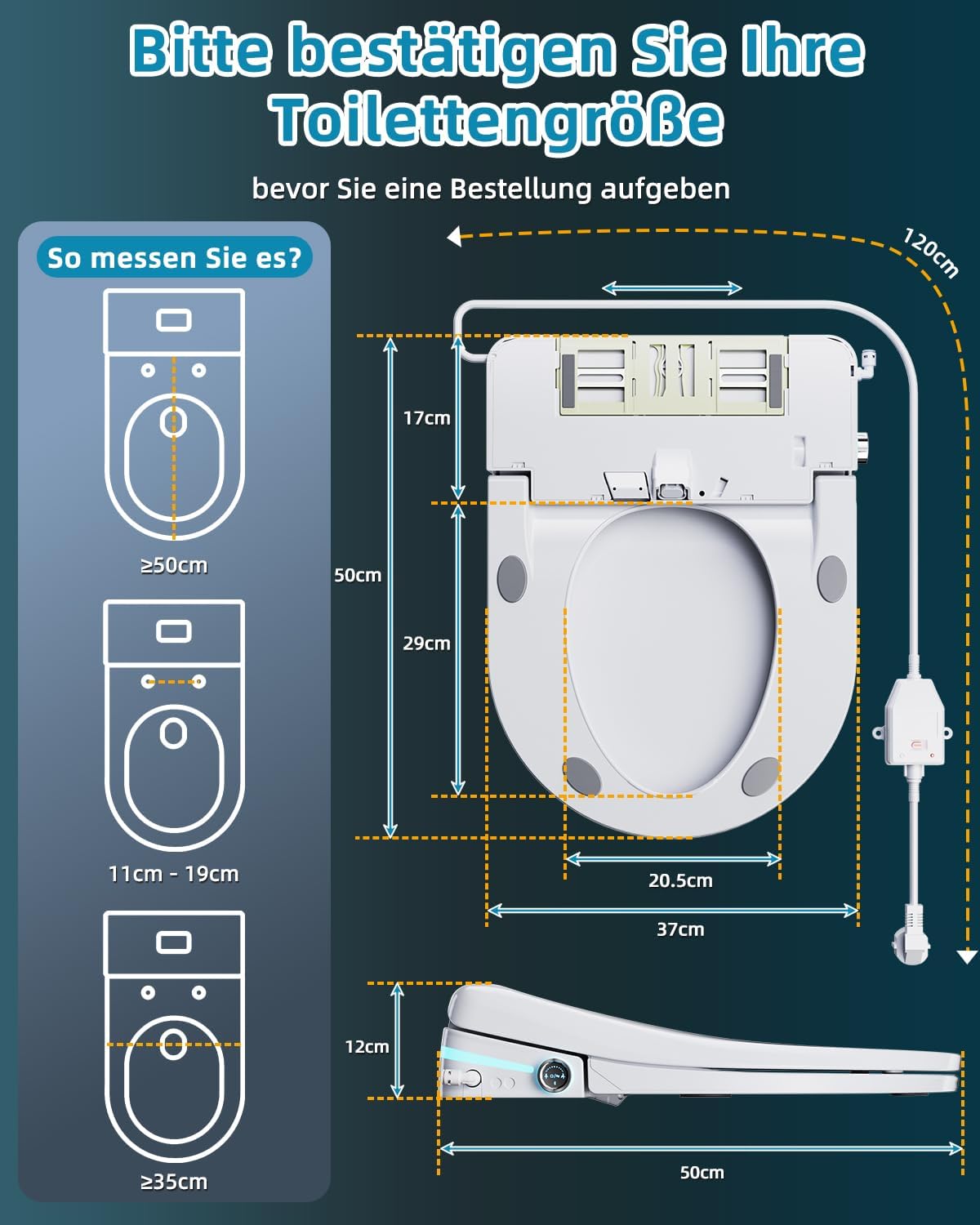 Detalle 2 de Sanyipace Smart Toilettensitz Bidet mit Düse – beheizter Sitz, Warmwasser, Trockner, Nachtlicht