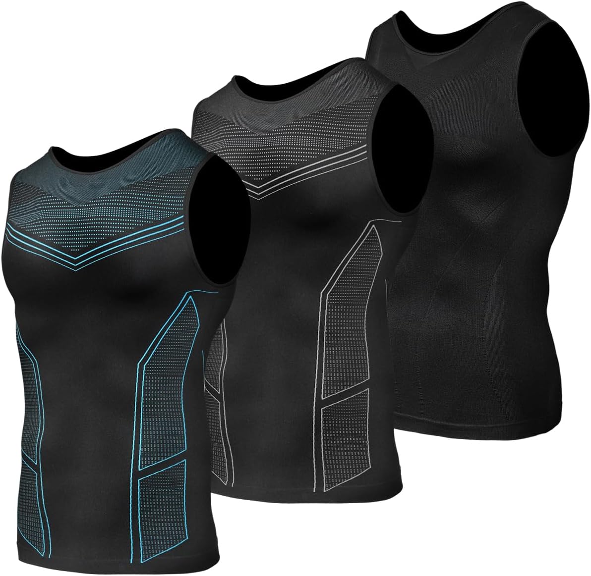 Detalle de Odoland 3-Pack Men’s Compression Shirt Tummy Control Slimming Tank Undershirt