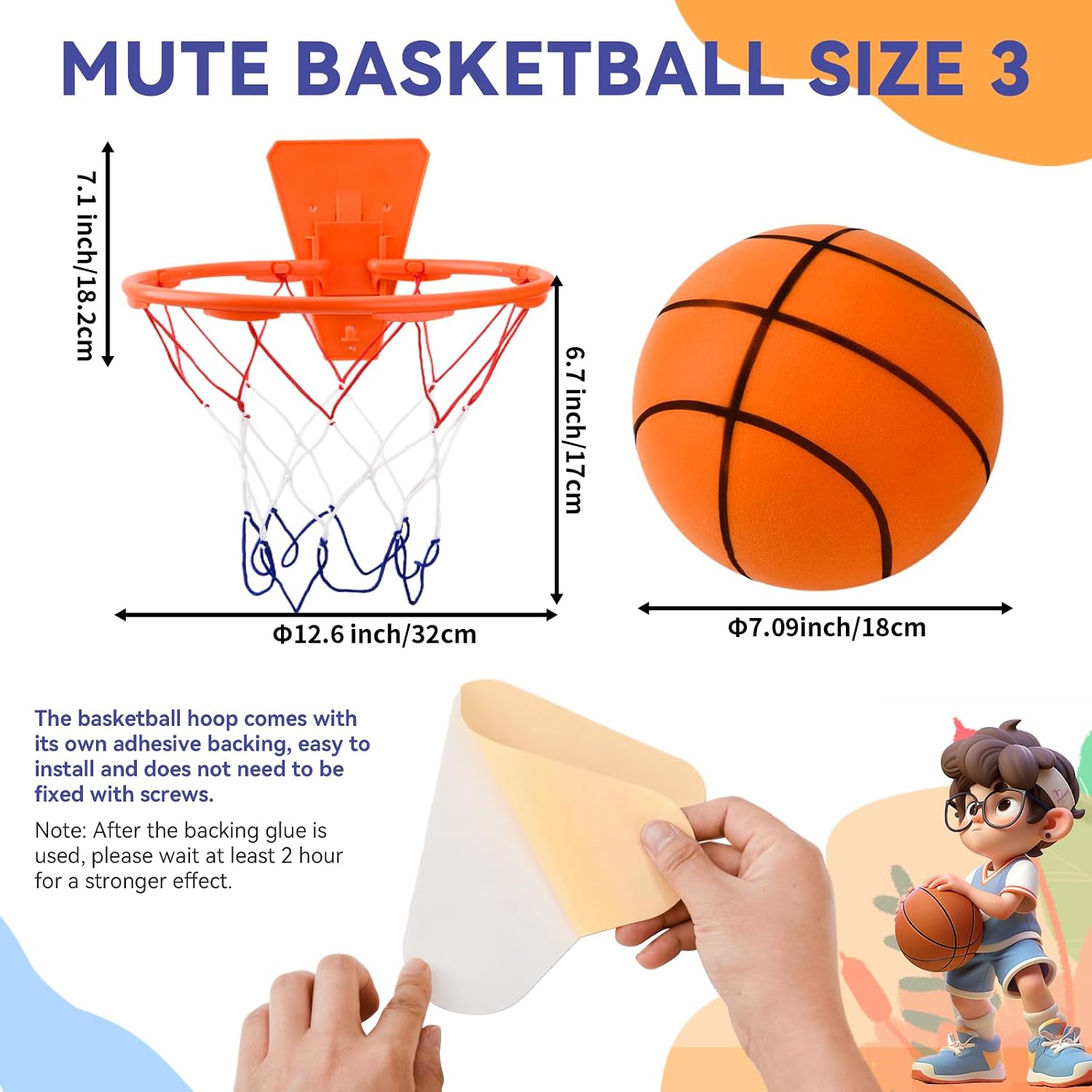 Detalle de YAOZUP Palla da Basket Silenziosa per Interno – Set completo con Canestro in Plastica e Rete, 18 cm
