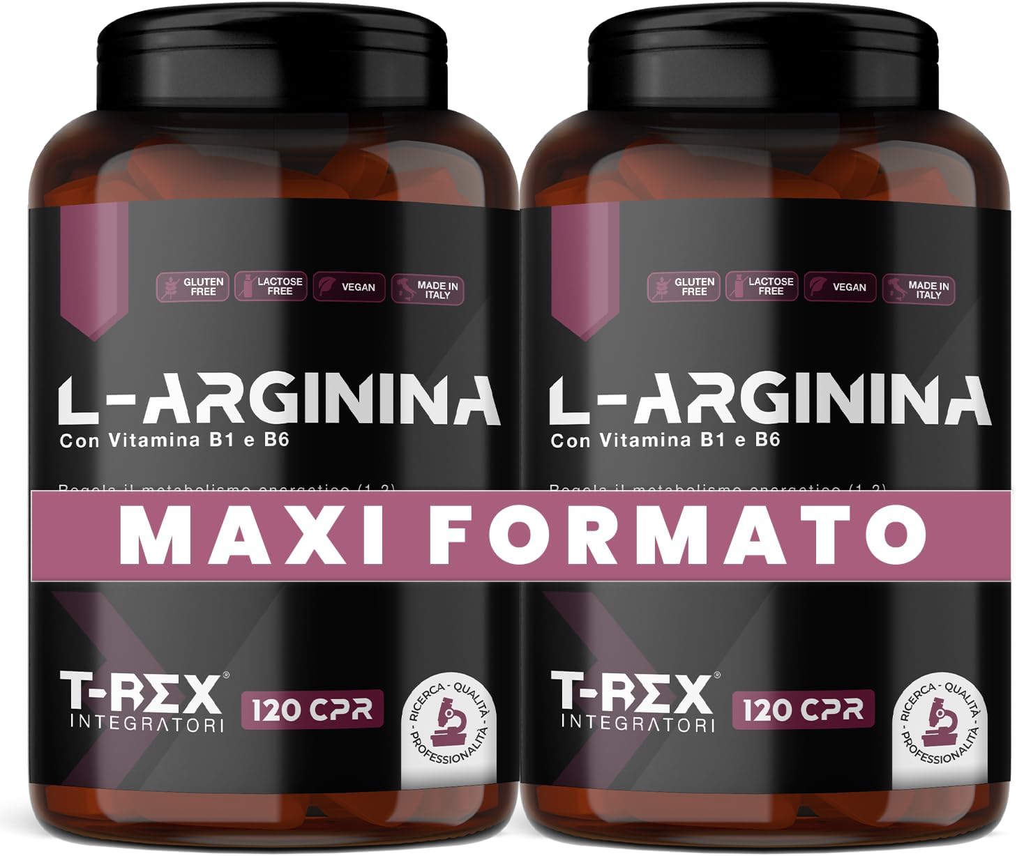 Thumbnail 6 de T-Rex Integratori L-Arginina 1000 mg con Vitamina B1 e B6 – 120 compresse HCL, Vegan, Made in Italy