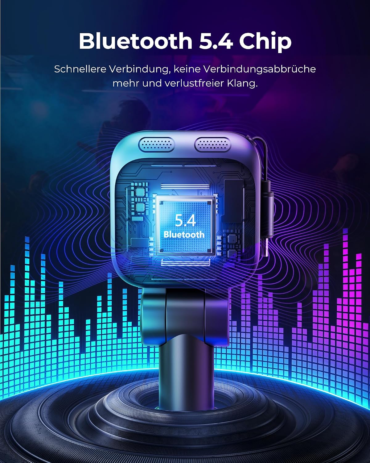 Detalle de LENCENT 72W FM Transmitter Auto Bluetooth 5.4 – kabellose Musik & Freisprecheinheit mit 180° Drehung