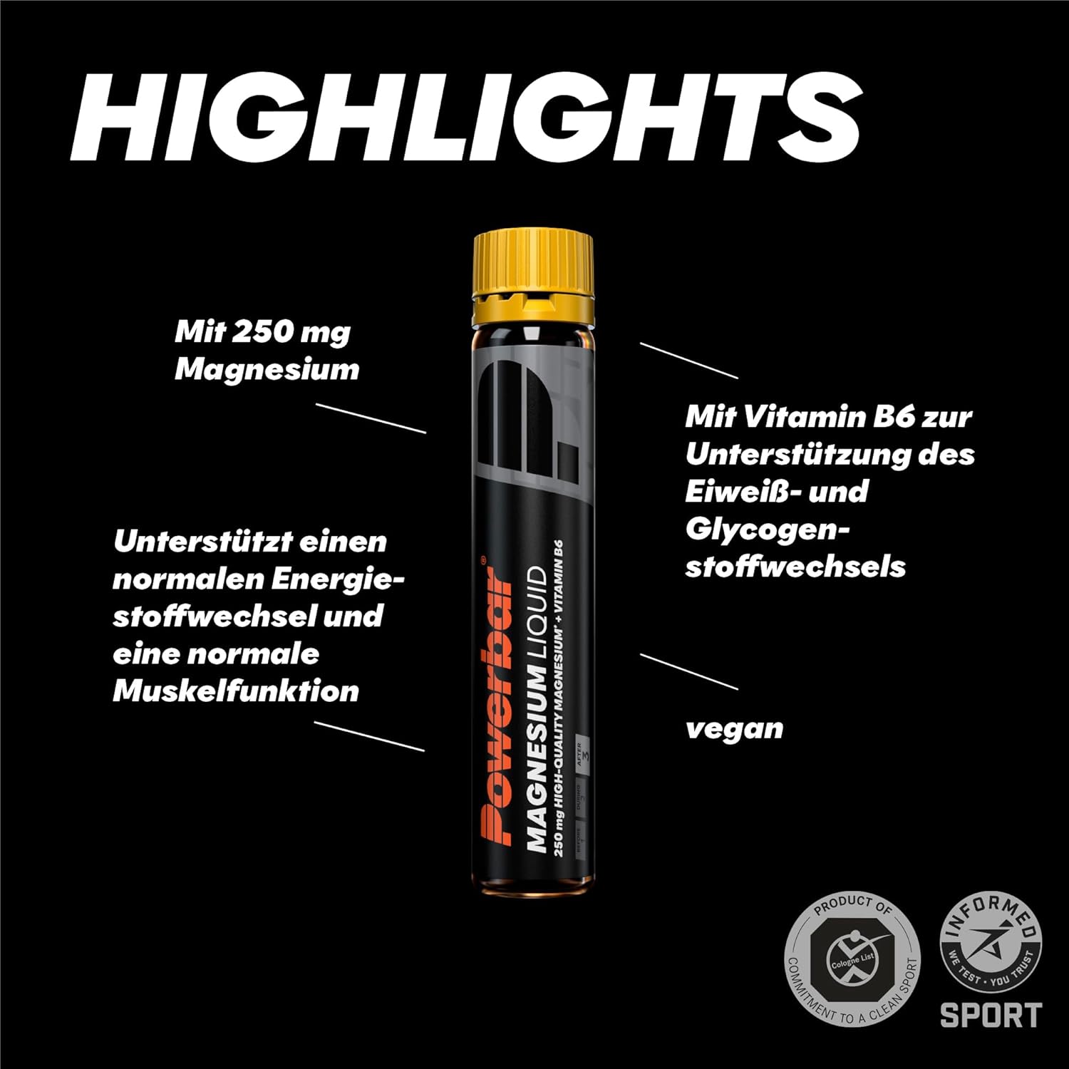 Thumbnail 2 de PowerBar Black Line Magnesium Liquid – 20x25 ml mit 250 mg Magnesium + Vitamin B6