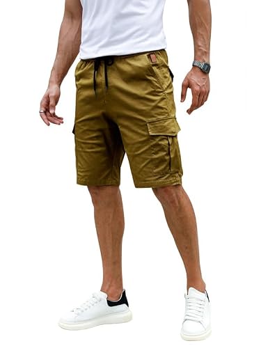 Detalle de Elegancity Kurze Cargo-Hosen Herren Khaki, XL – Freizeithose mit Regular Fit