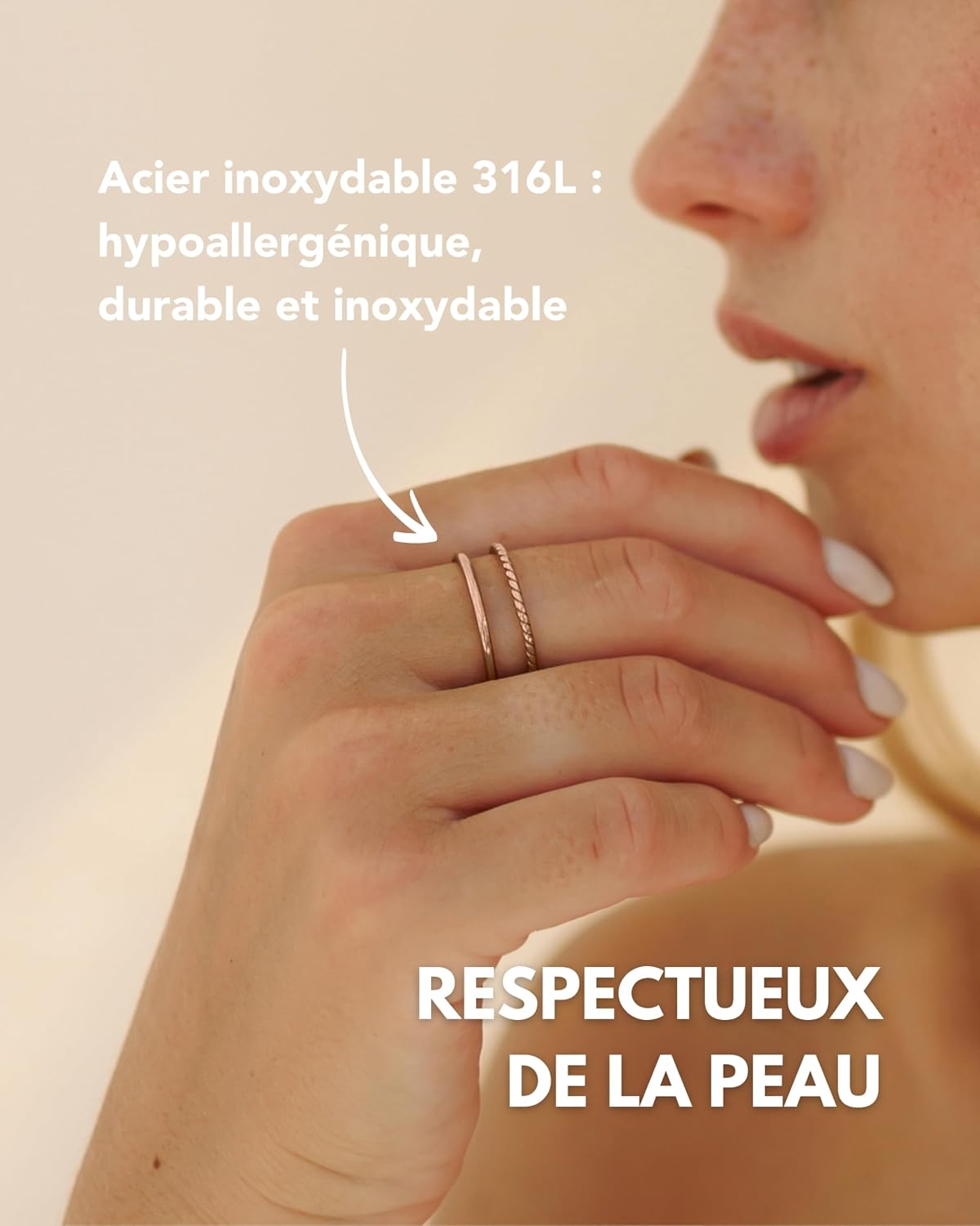 Thumbnail 1 de GD GOOD.designs EST. 2015 Bague femme réglable à double anneau ouvert en acier inoxydable (argent / or rose) avec boîte cadeau