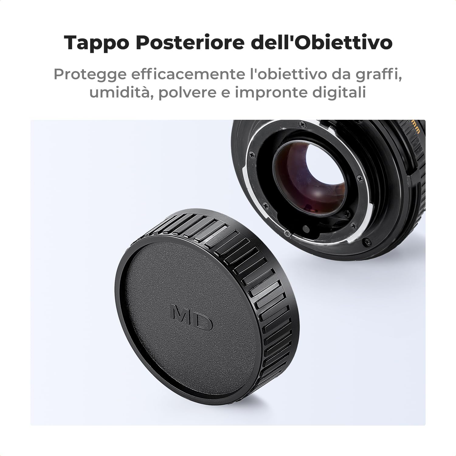 Detalle de K&F Concept 2pack Tappo Corpo e Coperchio posteriore per obiettivo – compatibile Minolta SR-2, SR-7, SR-T 101, XK, XM, X-1, XE-5, XE, XE-1, XE-7, XD-7, XD-11, XG-M, X-500, X-570, X-700
