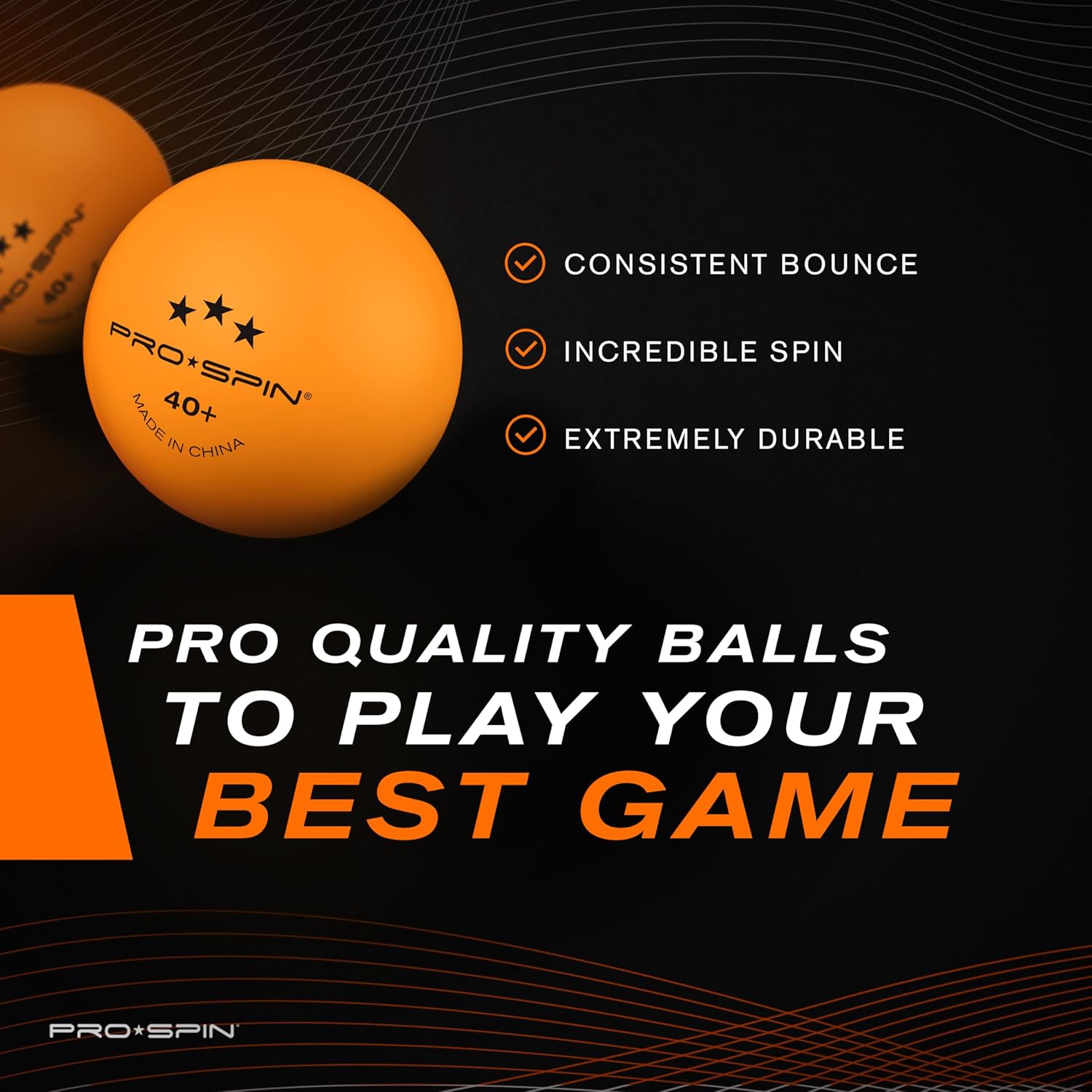 Detalle 2 de PRO-SPIN 40+ Orange 3-Star table tennis balls 🏓