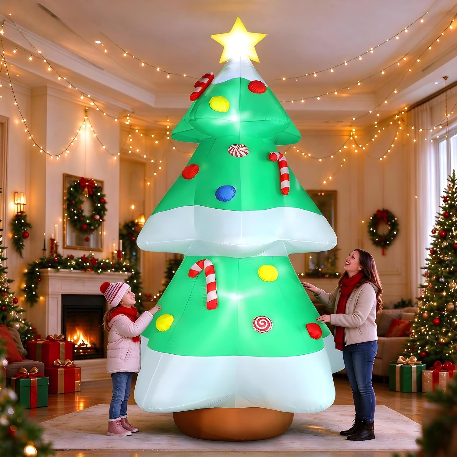 Detalle 2 de FunFanso D01NA-003 10-Foot Inflatable Christmas Tree with Multicolor LEDs