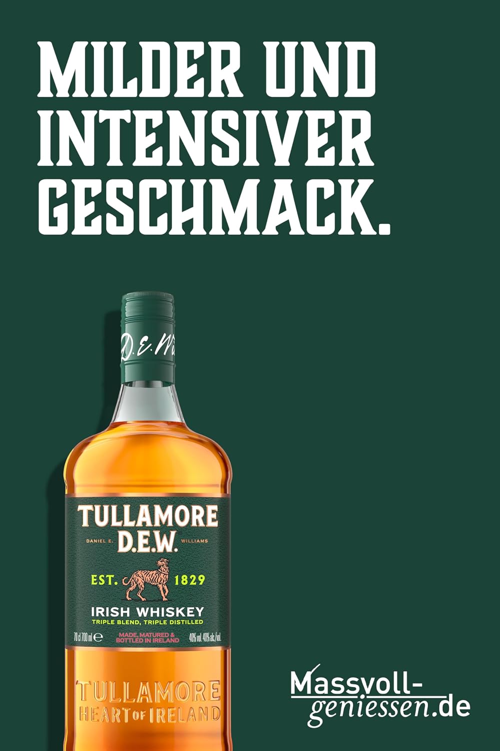 Detalle de Tullamore D.E.W. Original Blended Irish Whiskey 70 cl – milde Komposition aus Grain-, Malt- und PotStill-Whiskey